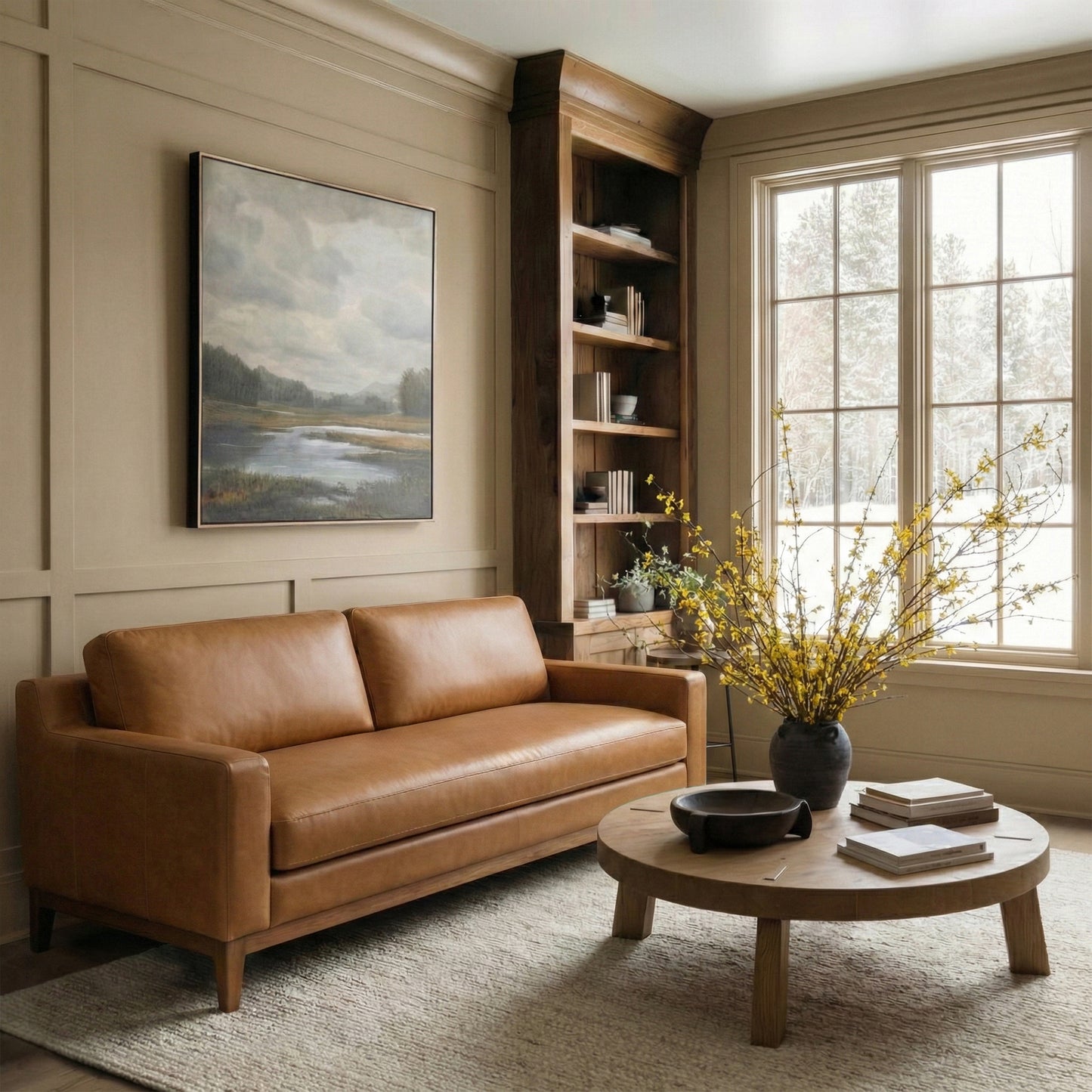Zyon 75" Leather Apartment Sofa | Saddle Tan
