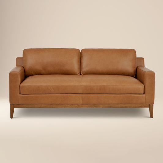 Zyon 75" Leather Apartment Sofa | Saddle Tan