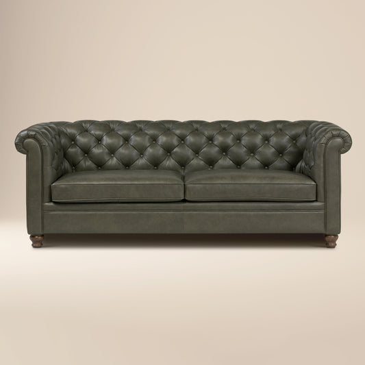 Lyon 87.4" Leather Sofa | Olivine Green