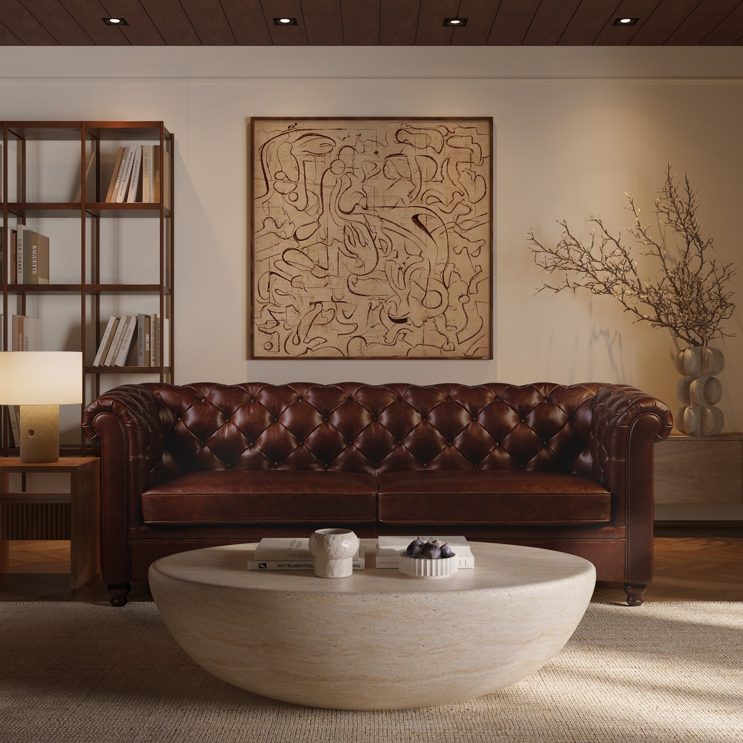 Lyon 87.4" Leather Sofa | Oscuro Brown