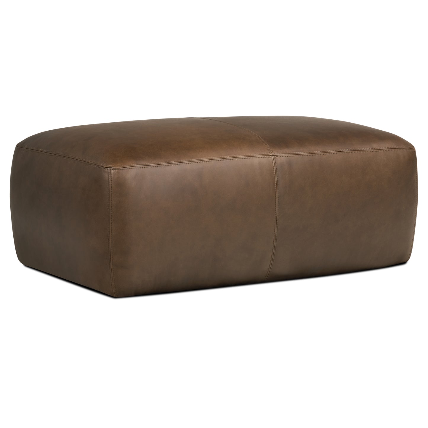 Denver Leather Ottoman | Cocoa Brown