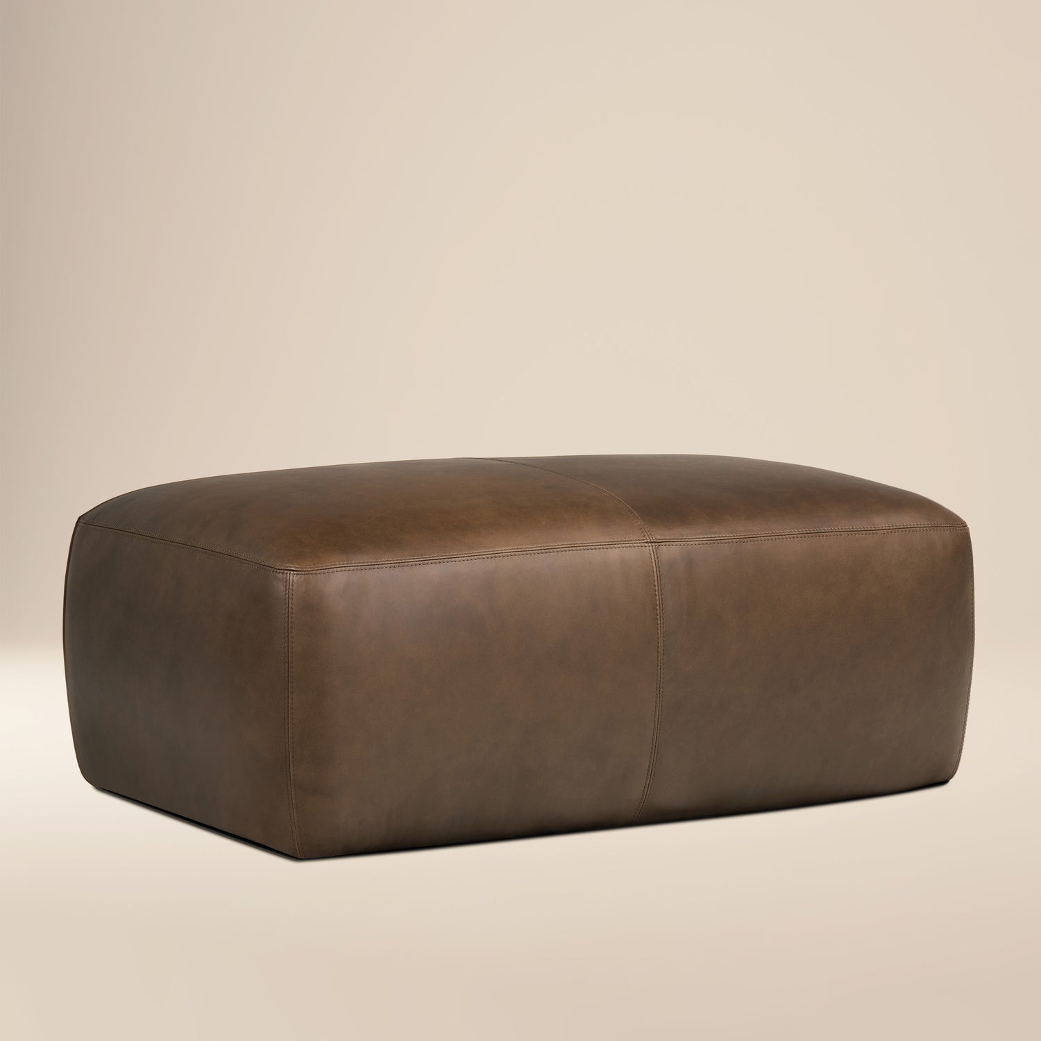 Denver Leather Ottoman | Cocoa Brown 