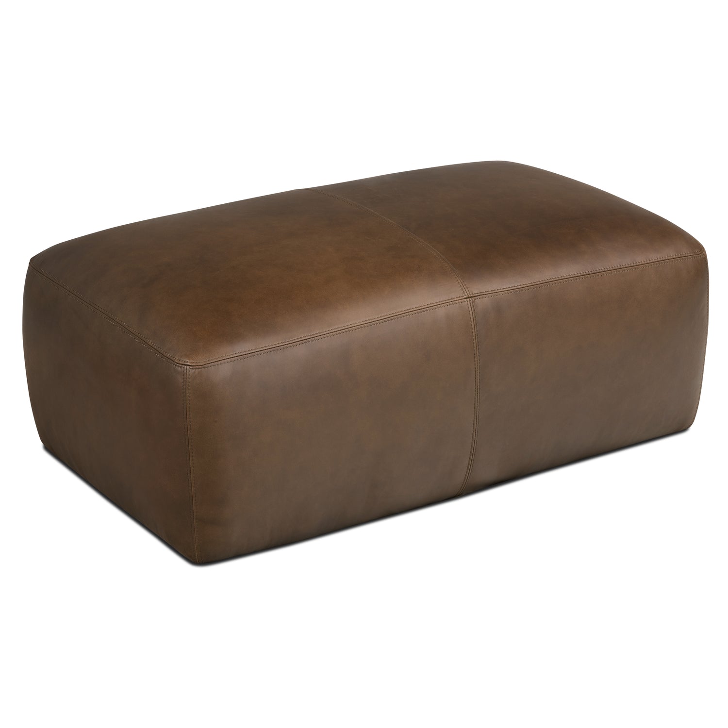 Denver Leather Ottoman | Cocoa Brown 