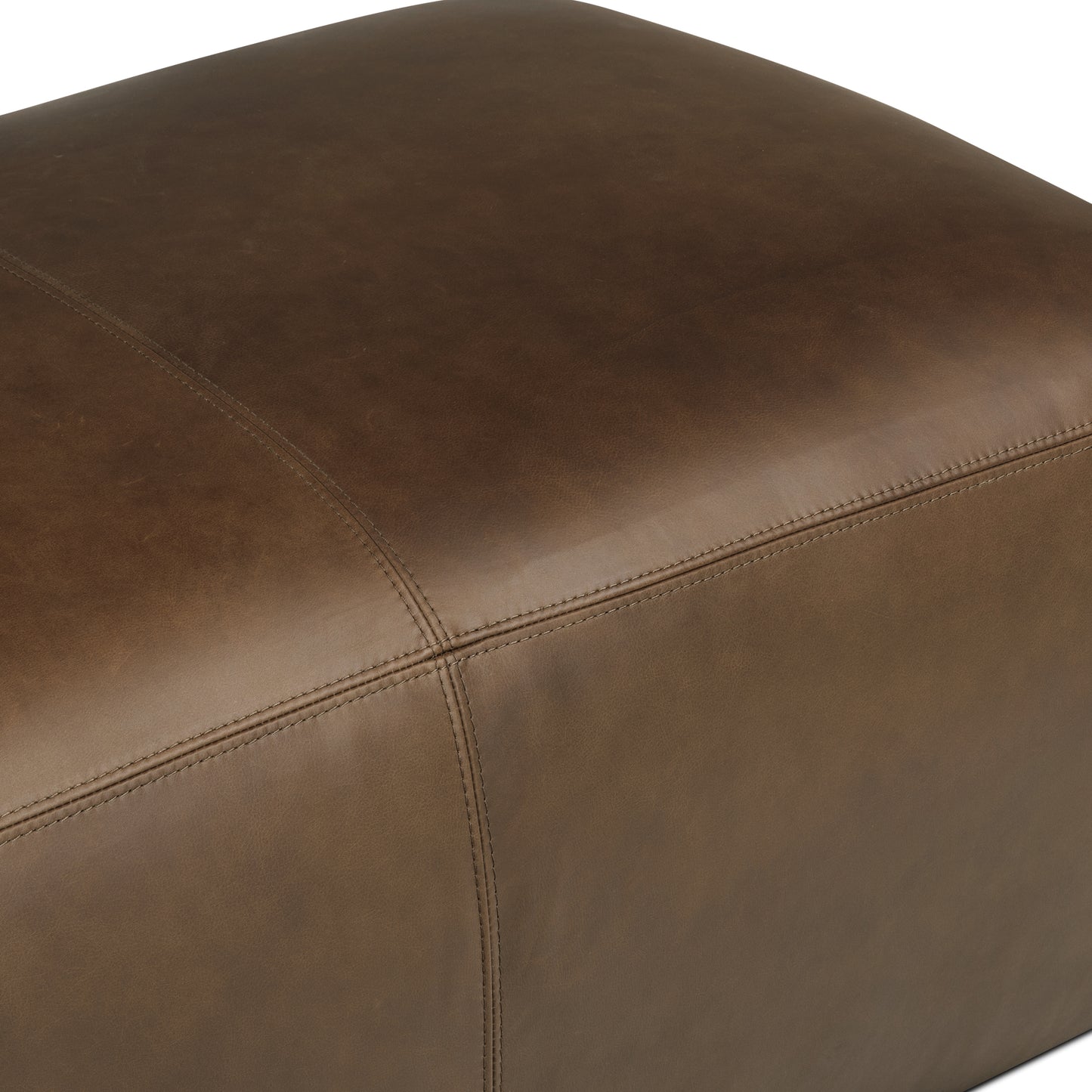 Denver Leather Ottoman | Cocoa Brown