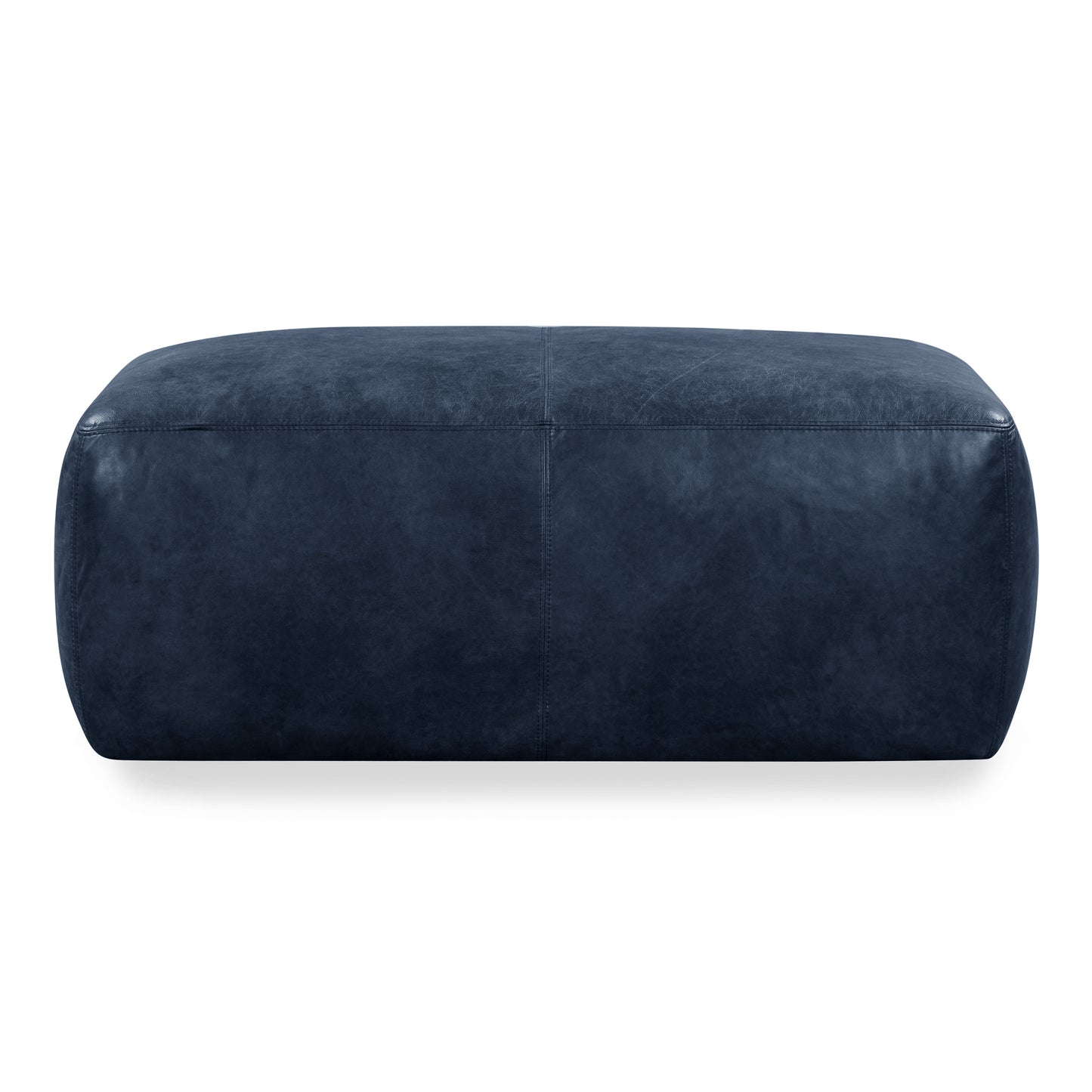 Denver Leather Ottoman | Midnight Blue