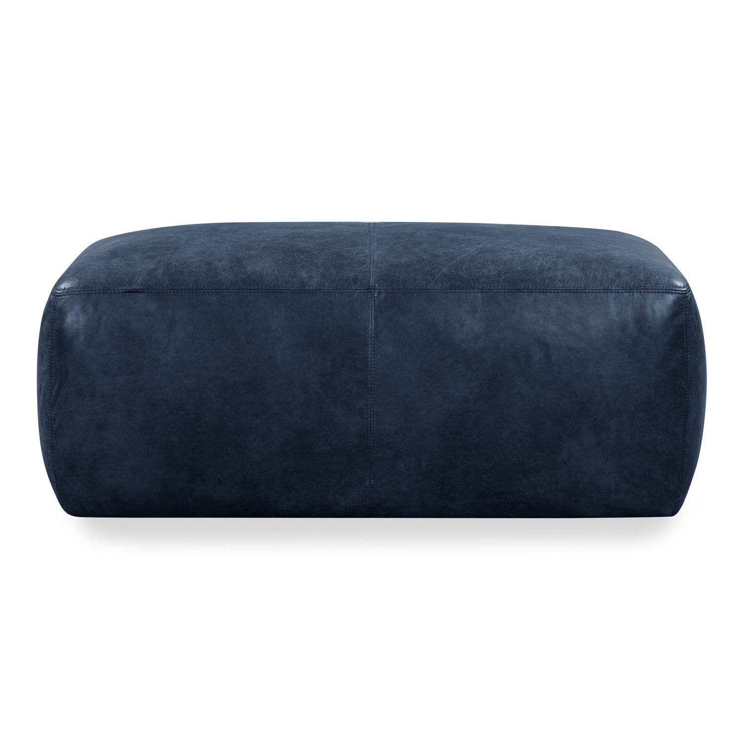 Denver Leather Ottoman | Midnight Blue 