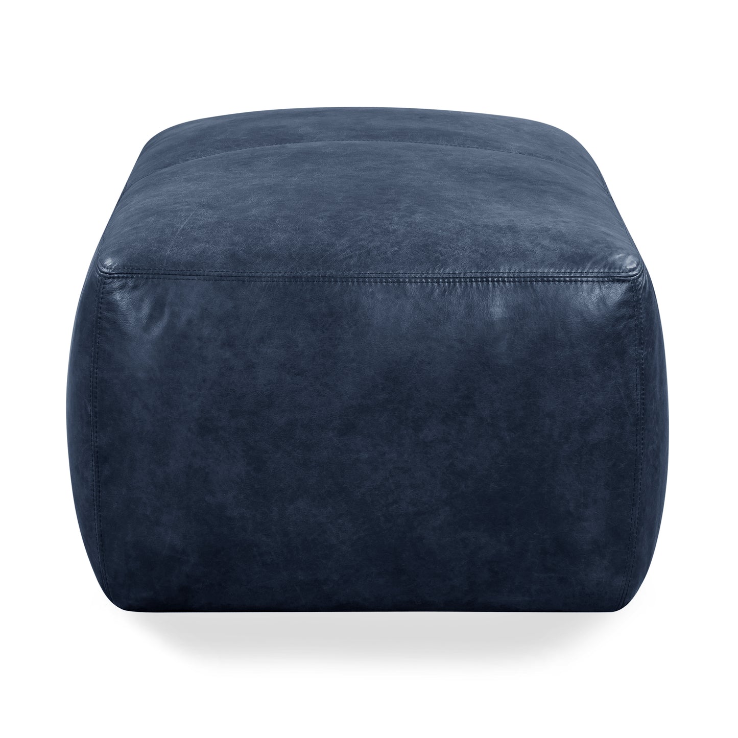 Denver Leather Ottoman | Midnight Blue