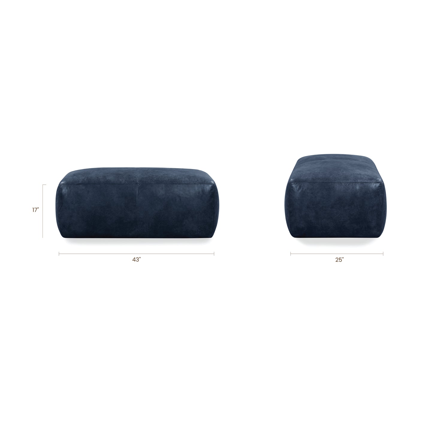 Denver Leather Ottoman | Midnight Blue