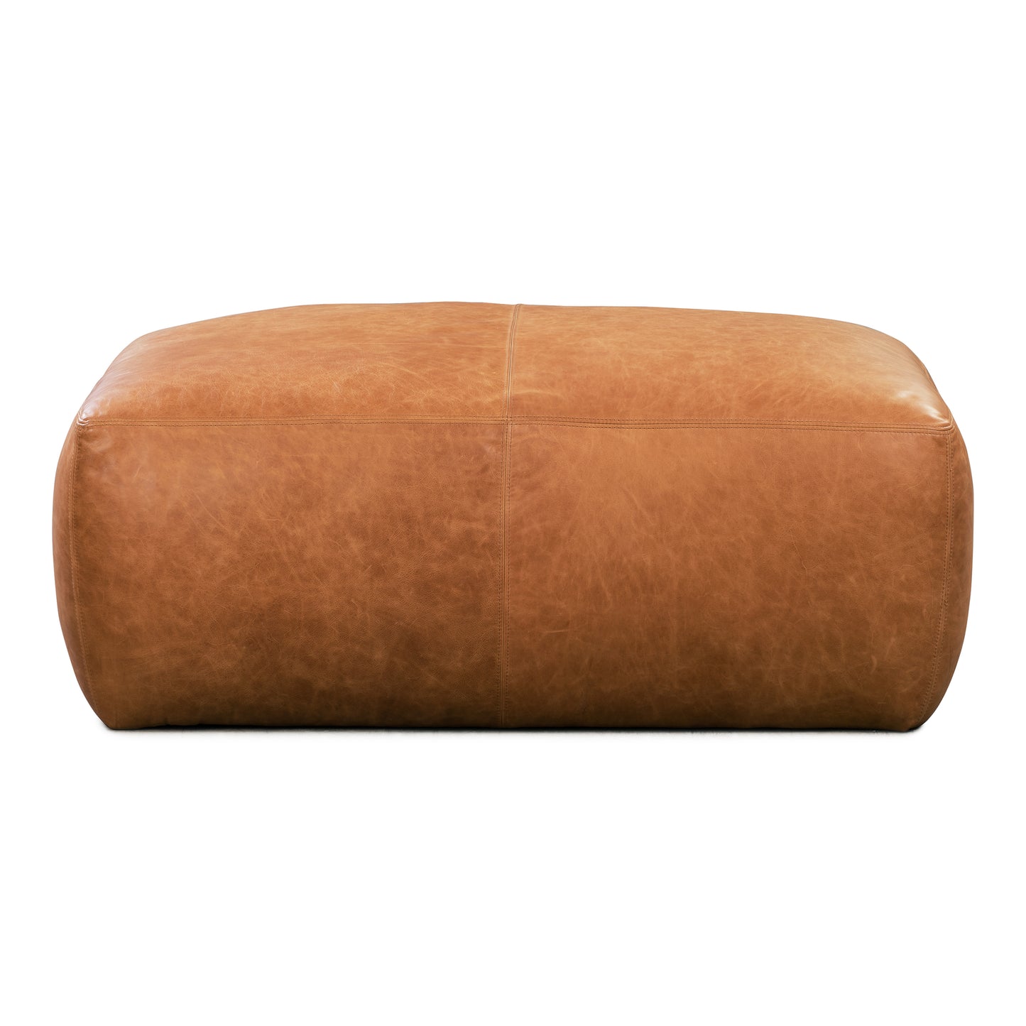 Denver Leather Ottoman | Cognac Tan