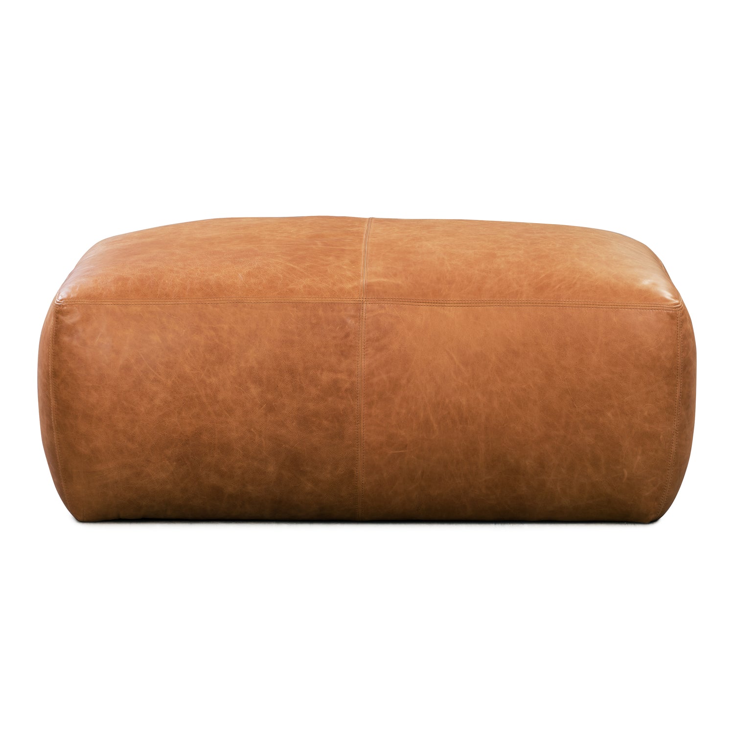 Denver Leather Ottoman | Cognac Tan 