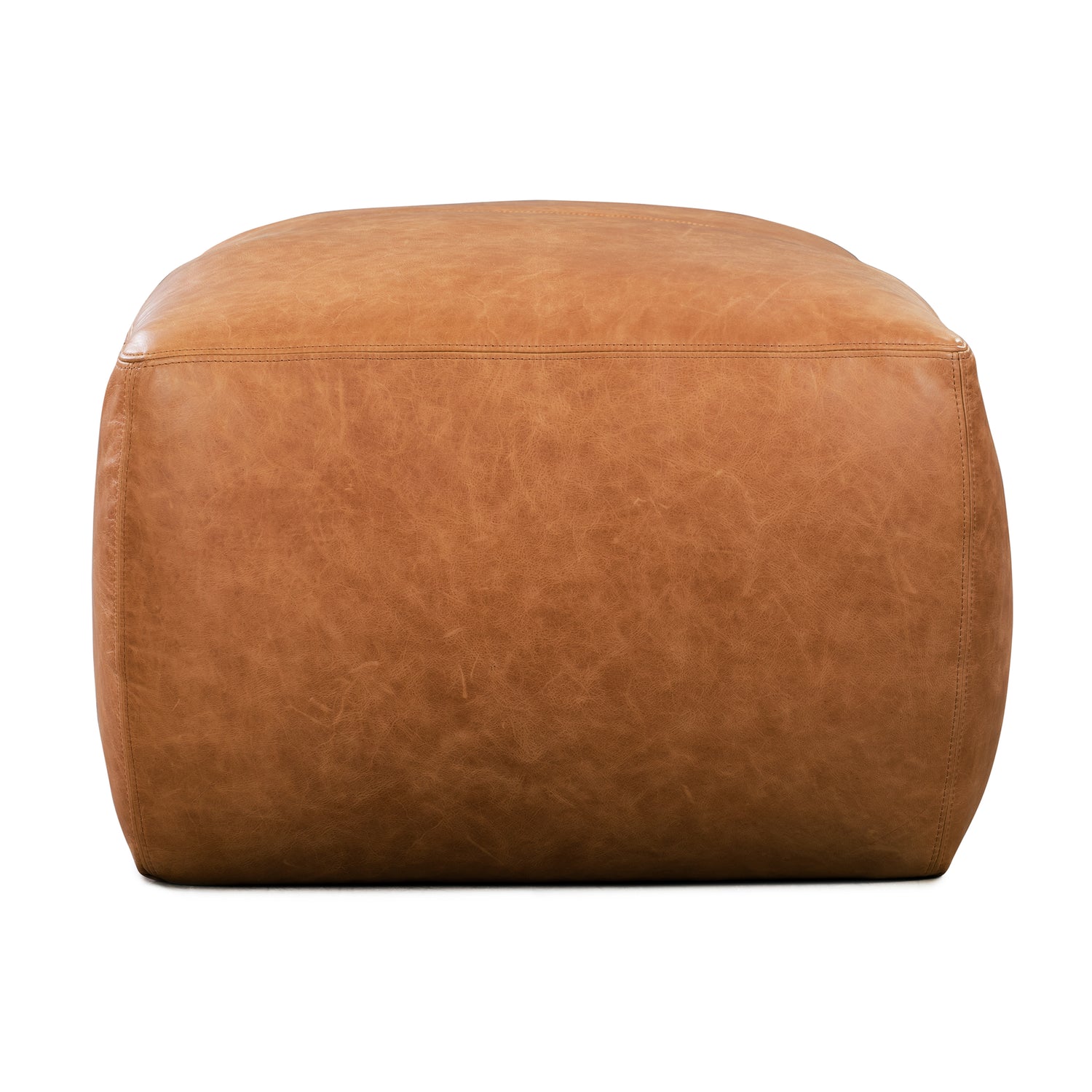 Denver Leather Ottoman | Cognac Tan 