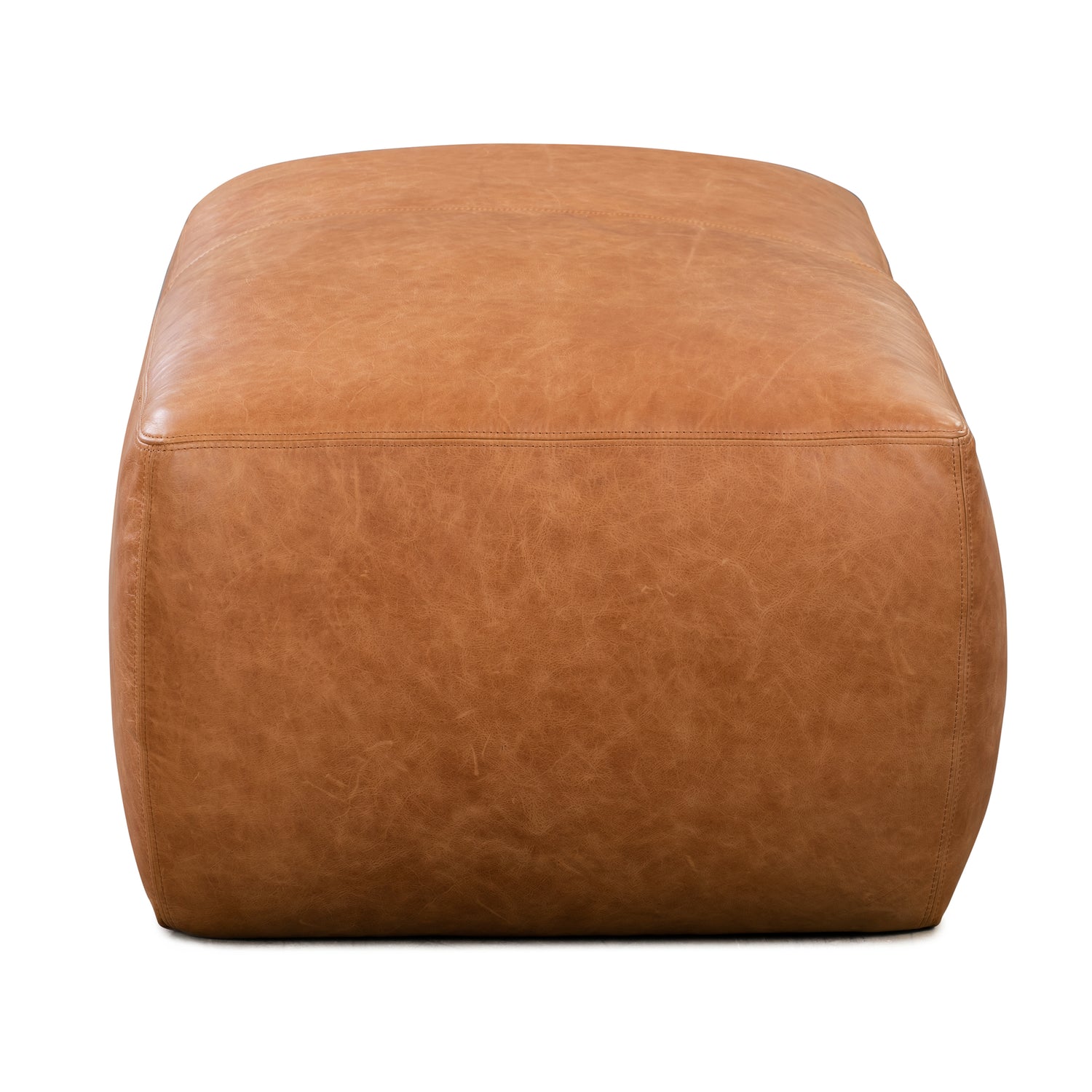 Denver Leather Ottoman | Cognac Tan 