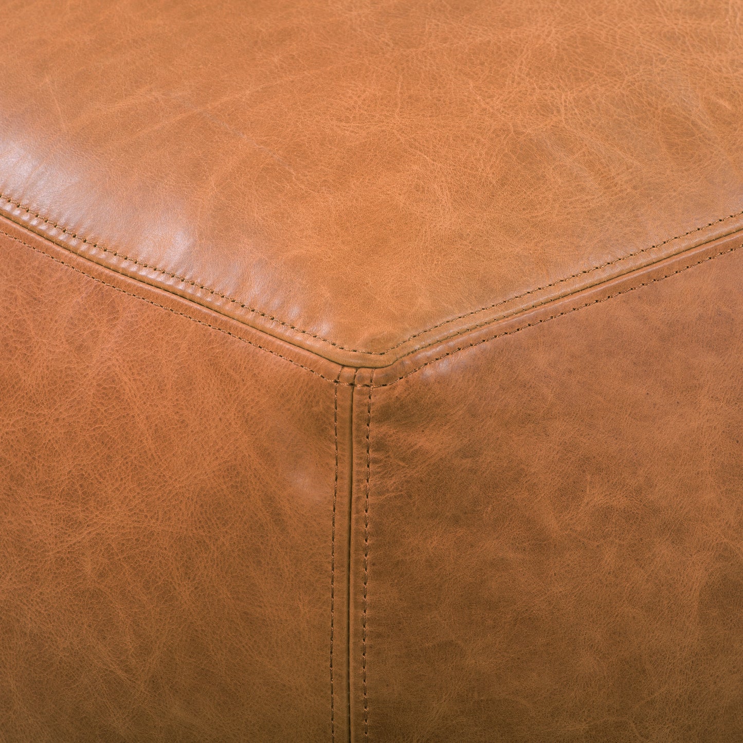 Denver Leather Ottoman | Cognac Tan