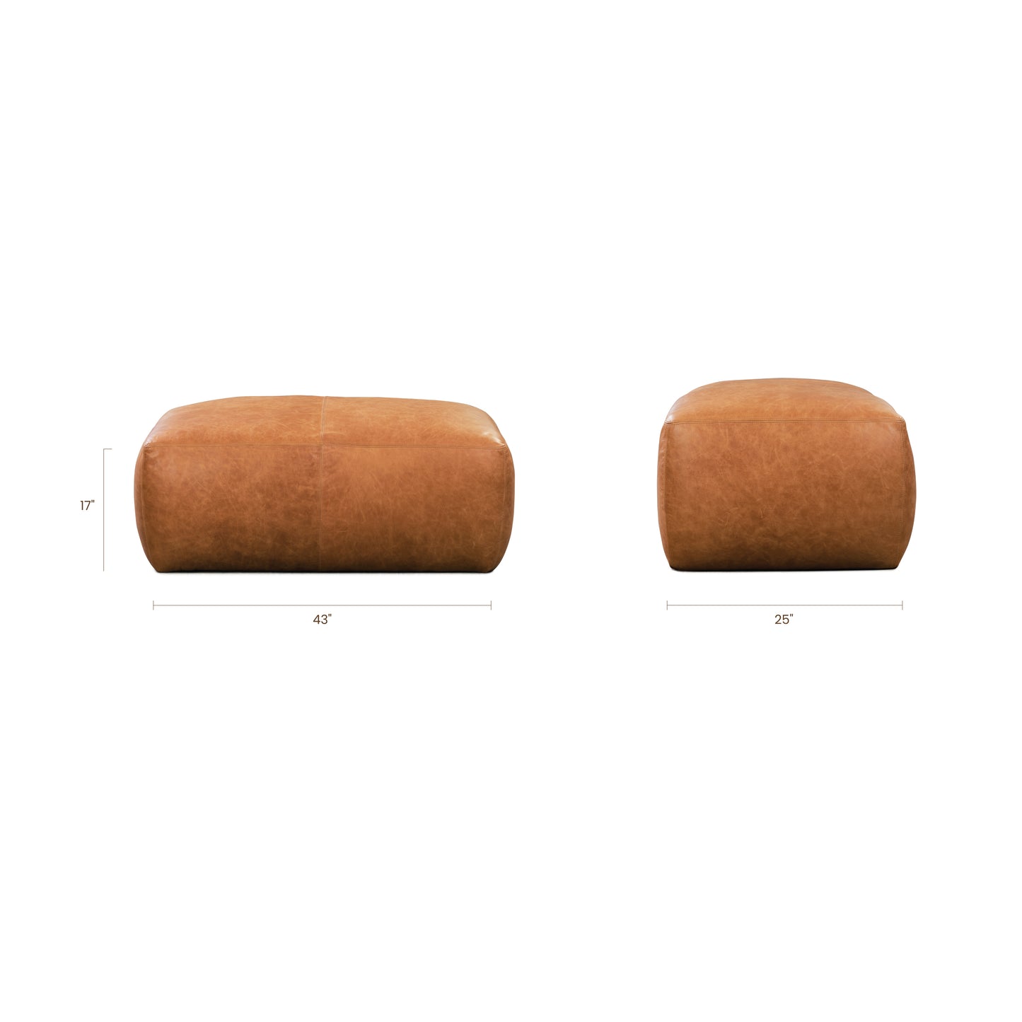 Denver Leather Ottoman | Cognac Tan