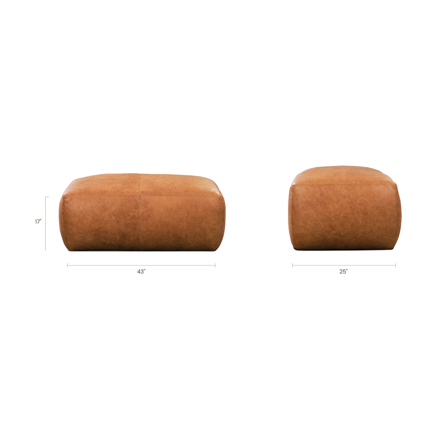 Denver Leather Ottoman | Cognac Tan 