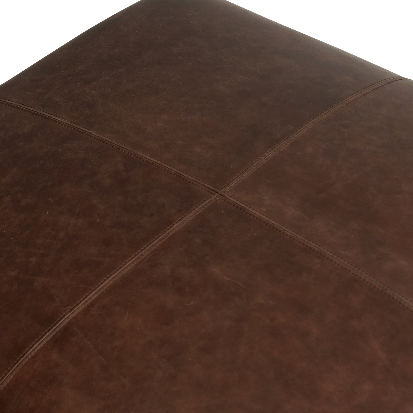 Sequoia Leather Ottoman | Chocolate Brown