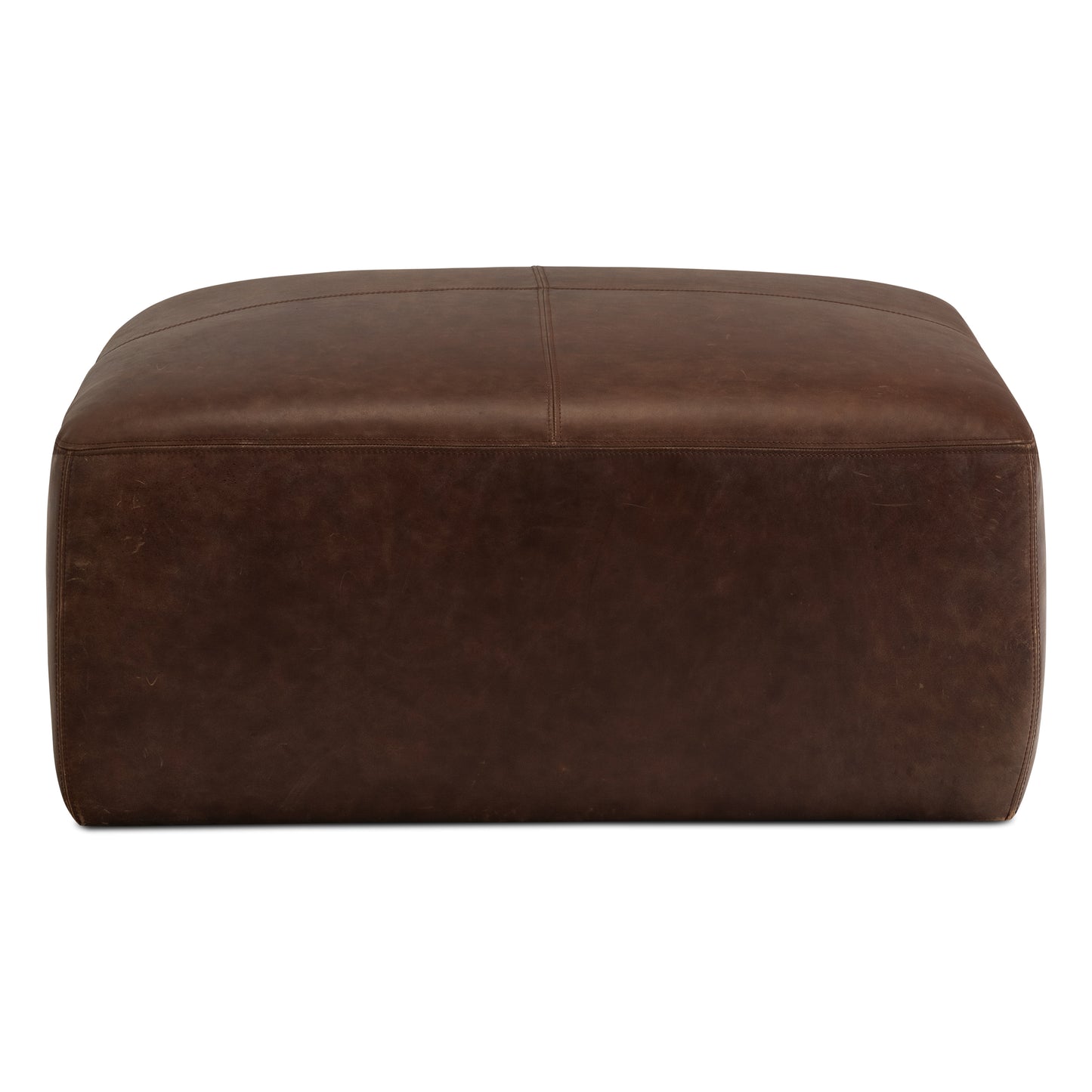 Sequoia Leather Ottoman | Chocolate Brown