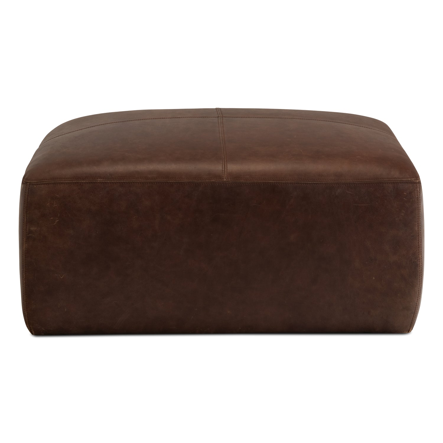 Sequoia Leather Ottoman | Chocolate Brown 