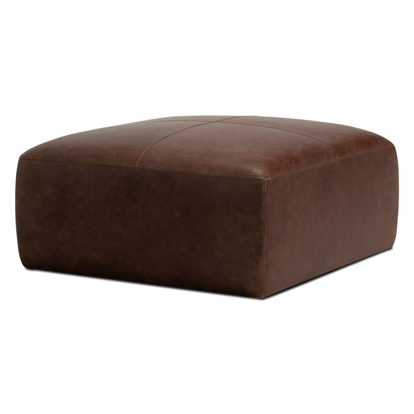 Sequoia Leather Ottoman | Chocolate Brown