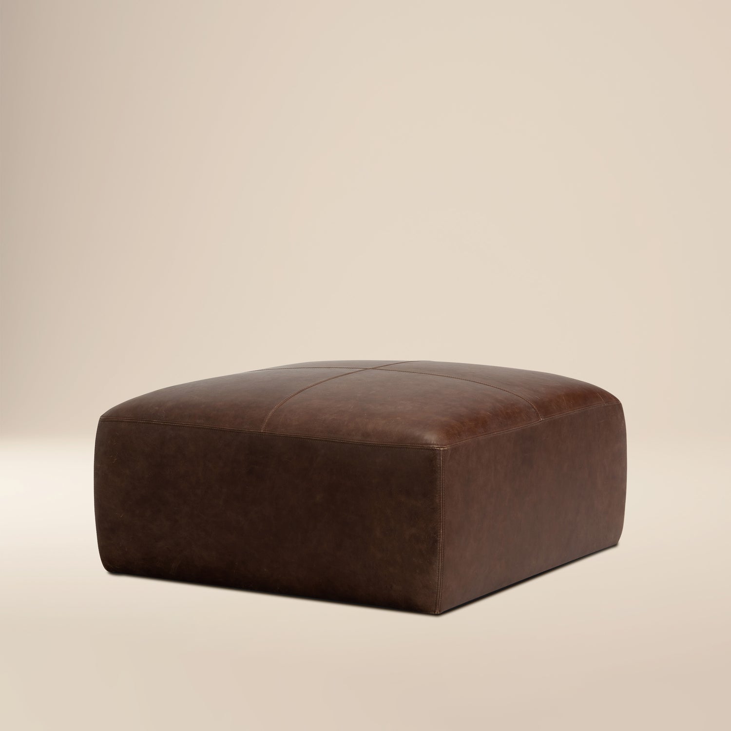 Sequoia Leather Ottoman | Chocolate Brown 