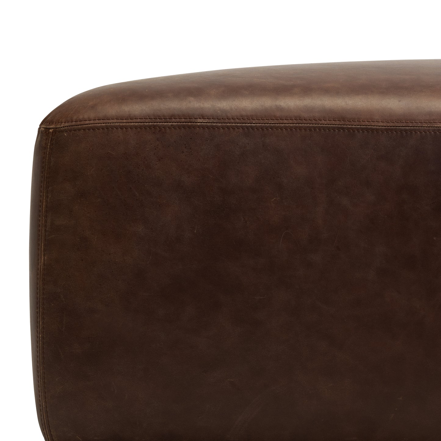 Sequoia Leather Ottoman | Chocolate Brown