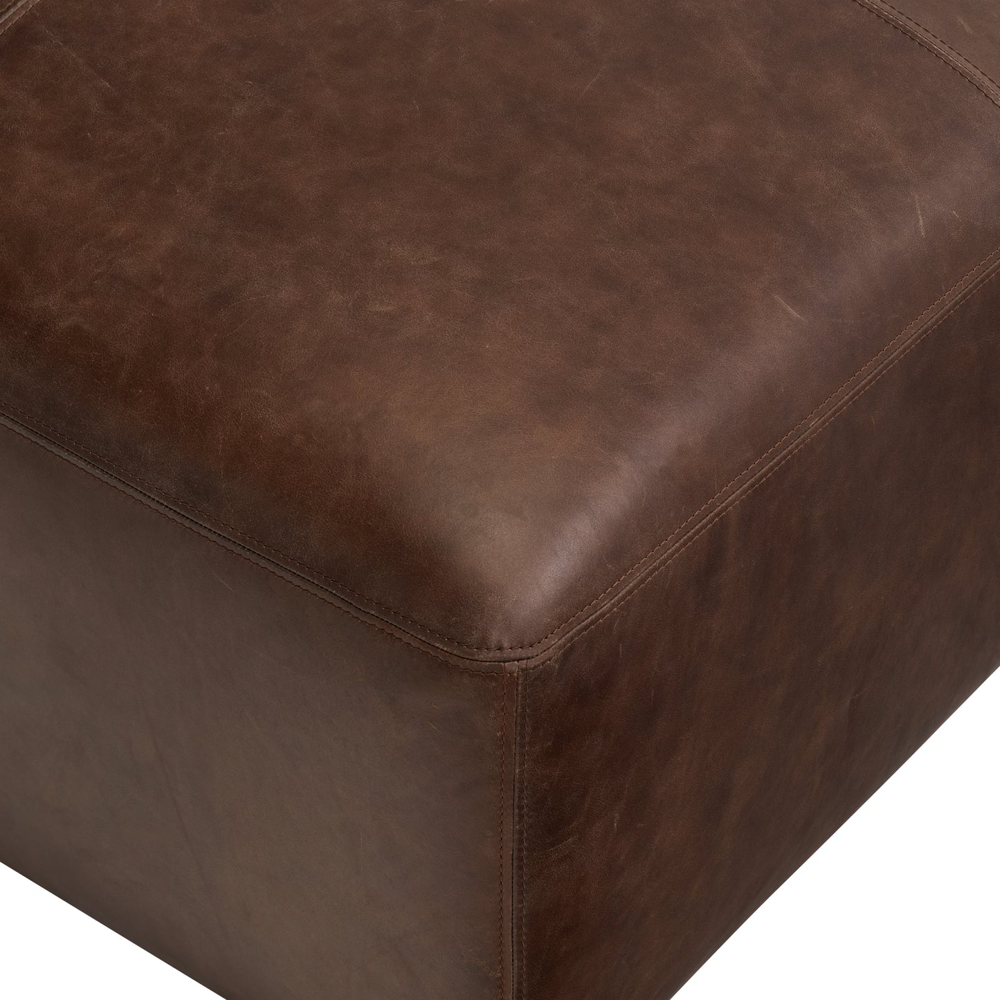 Sequoia Leather Ottoman | Chocolate Brown