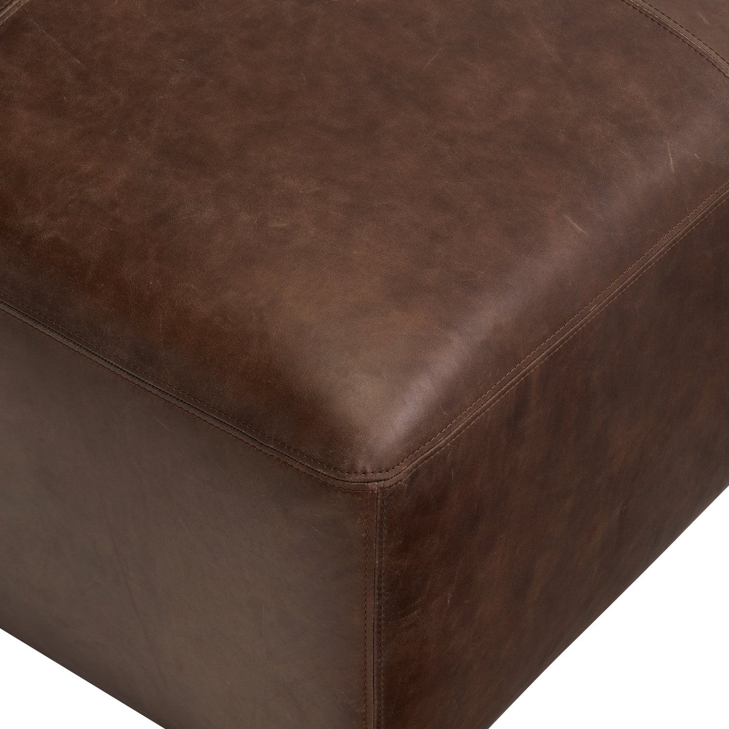 Sequoia Leather Ottoman | Chocolate Brown 