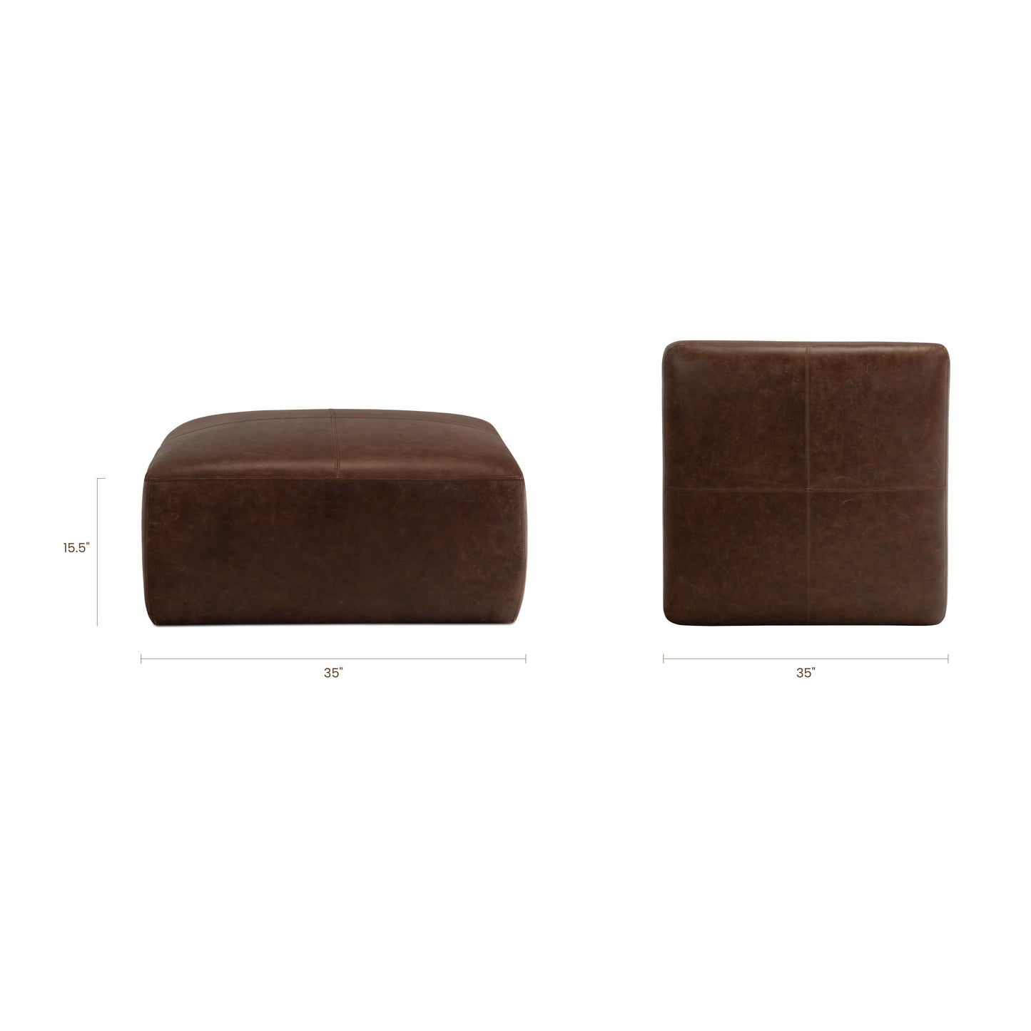 Sequoia Leather Ottoman | Chocolate Brown