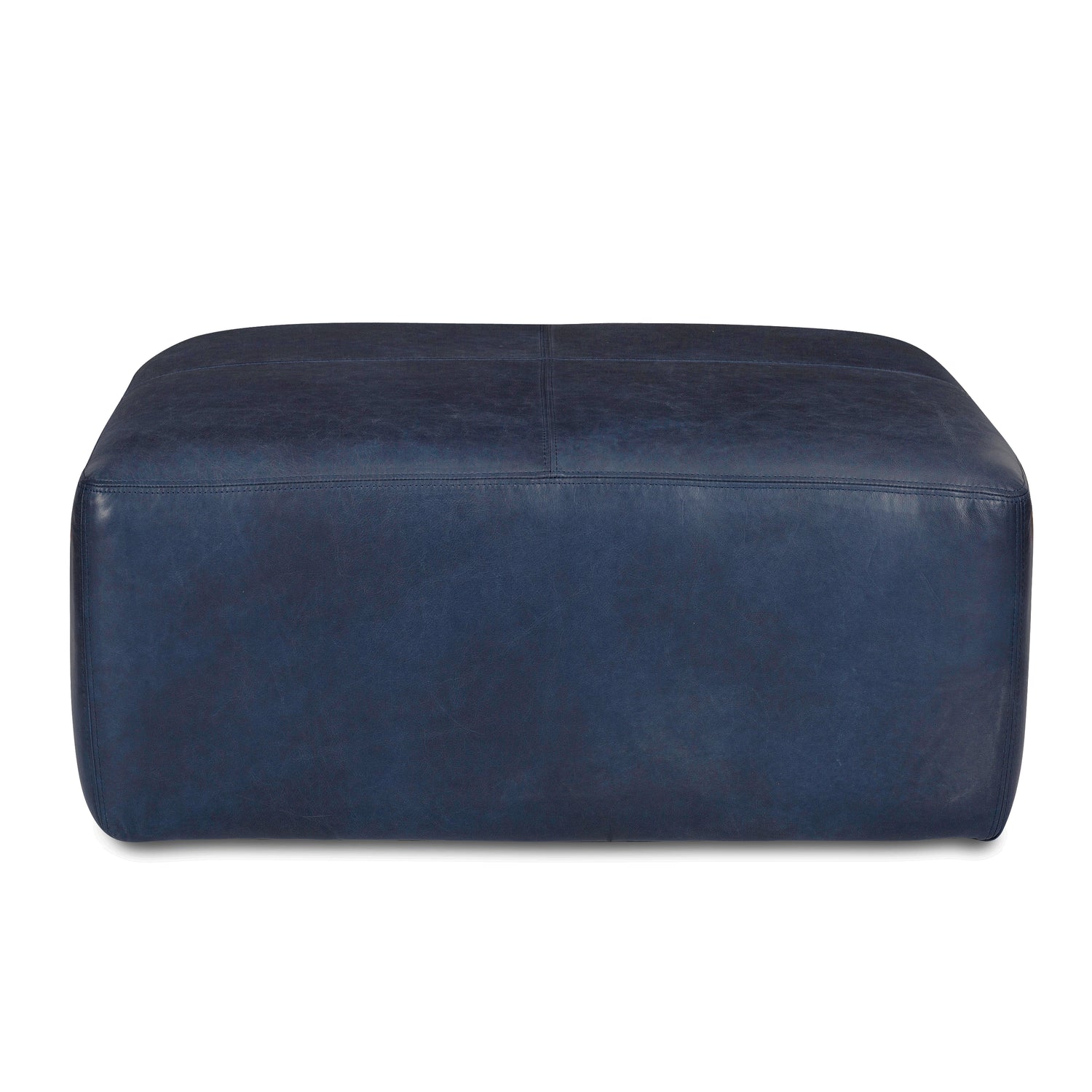 Sequoia Leather Ottoman | Midnight Blue 