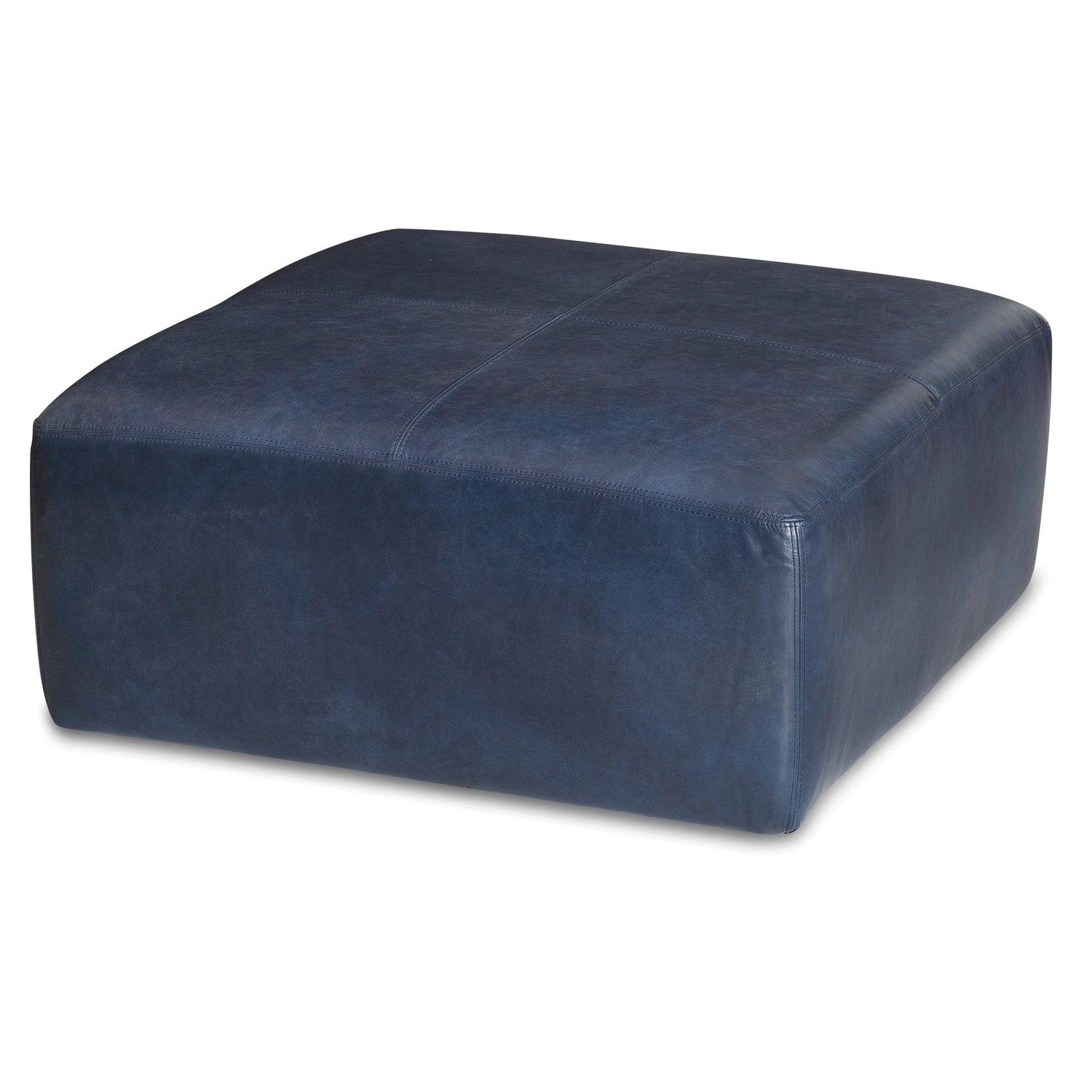 Sequoia Leather Ottoman | Midnight Blue 