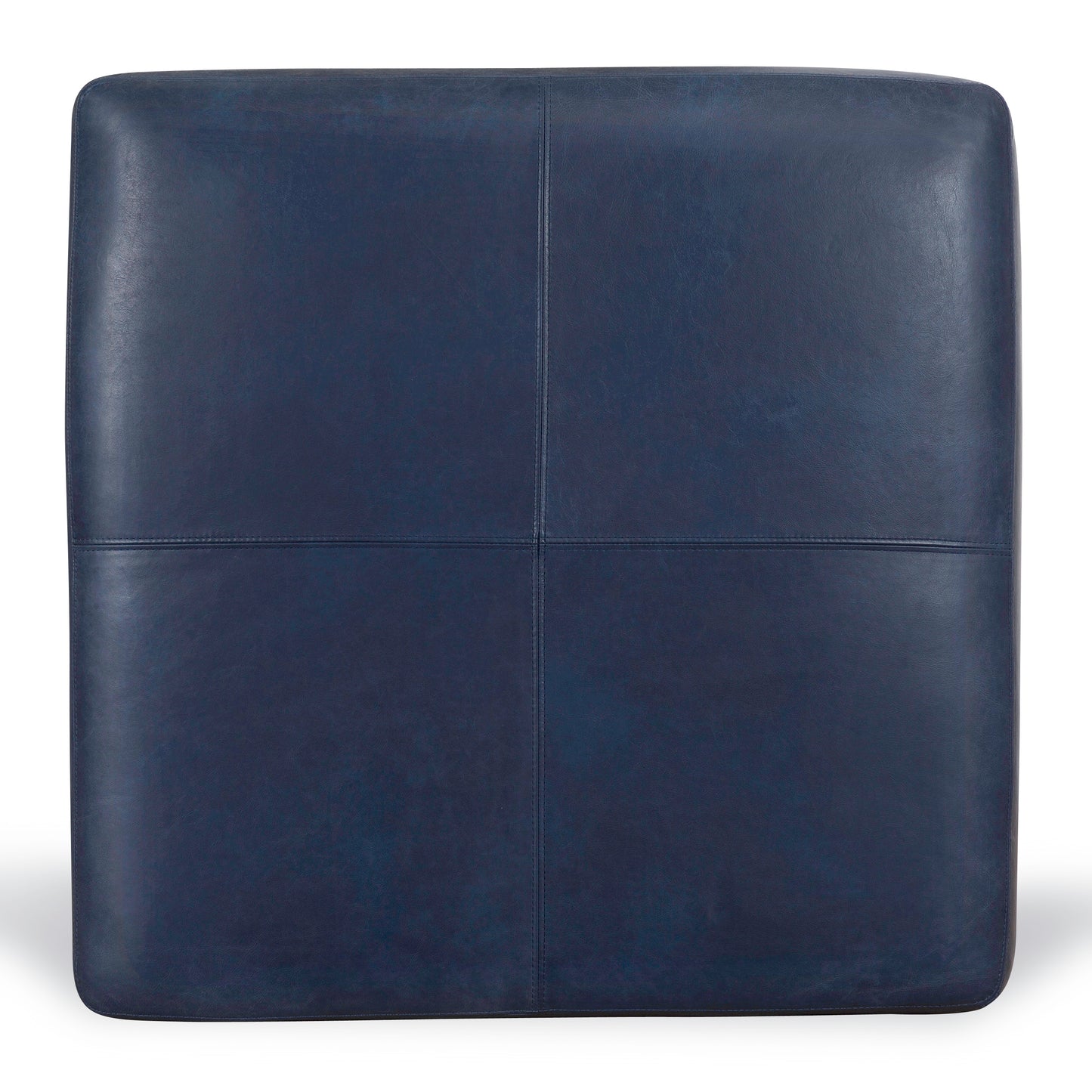 Sequoia Leather Ottoman | Midnight Blue