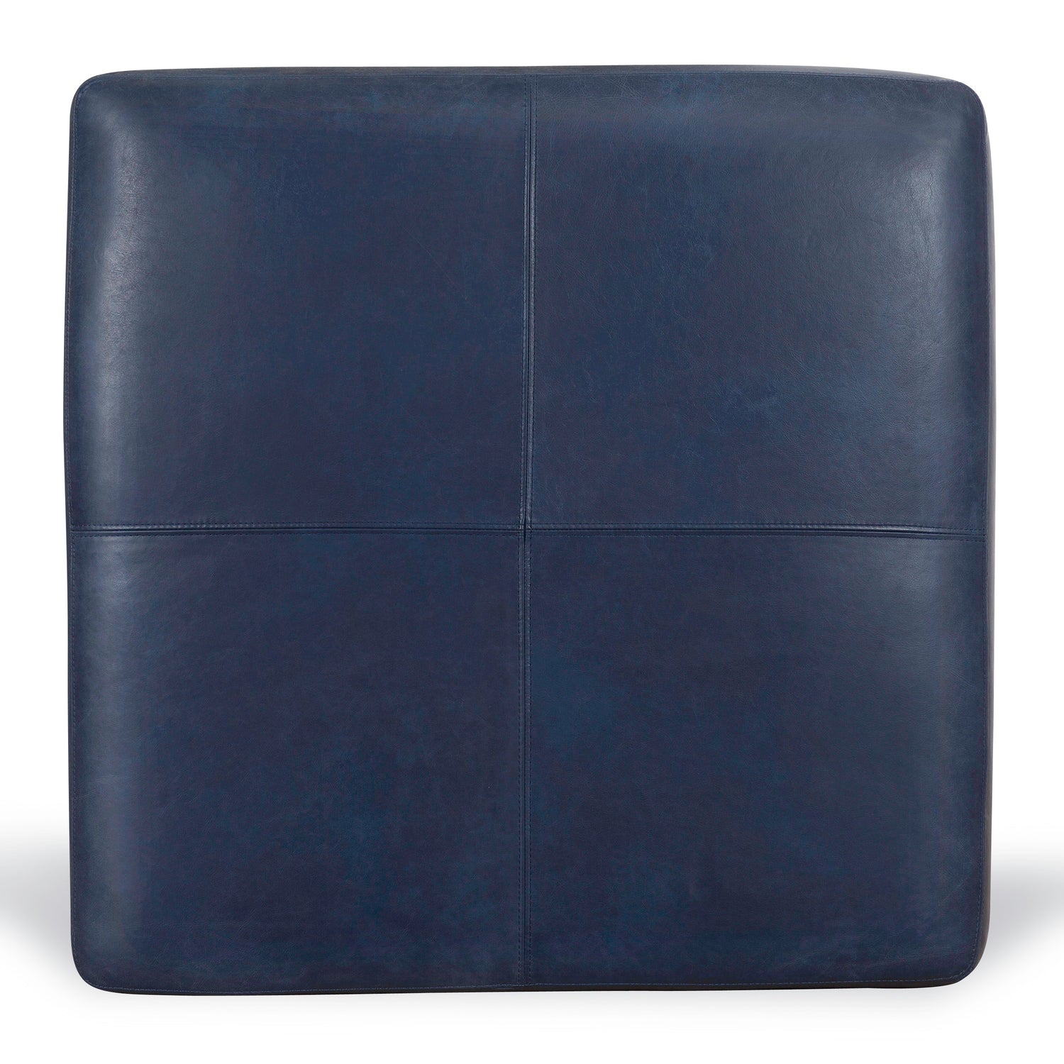 Sequoia Leather Ottoman | Midnight Blue 