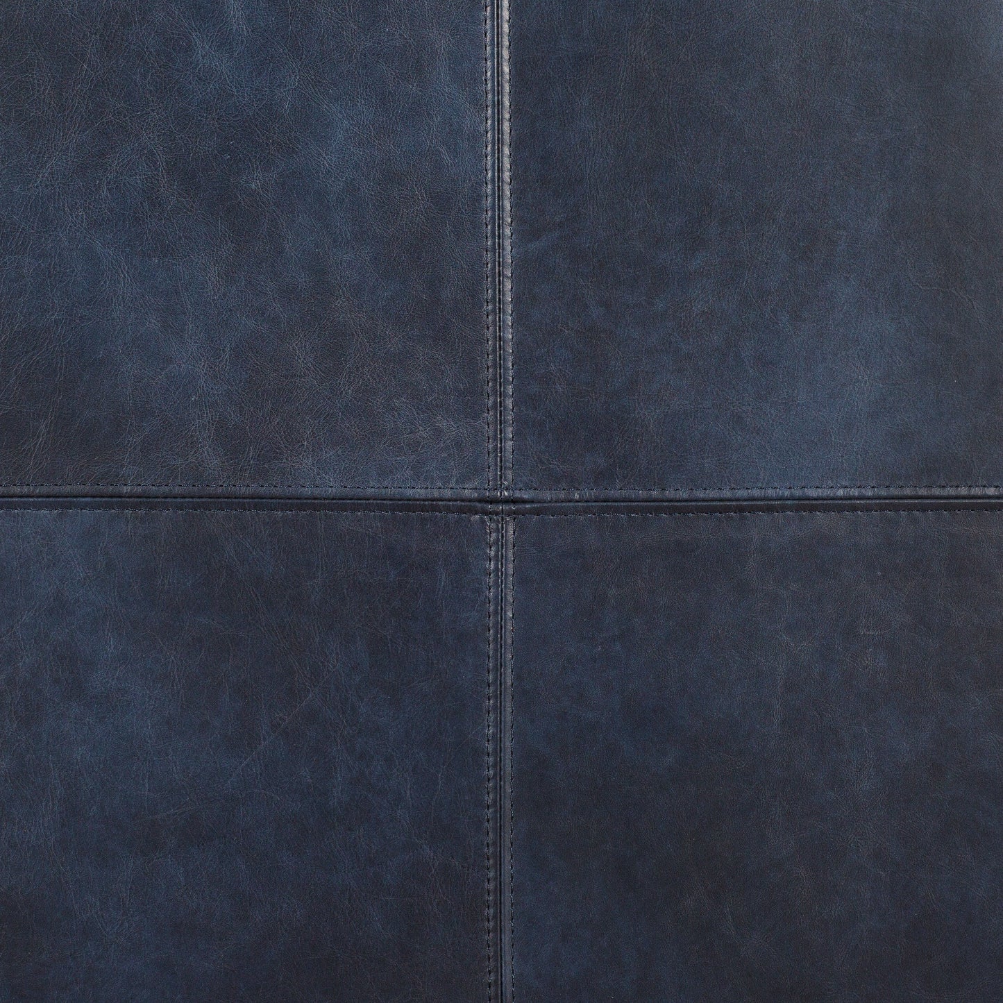 Sequoia Leather Ottoman | Midnight Blue