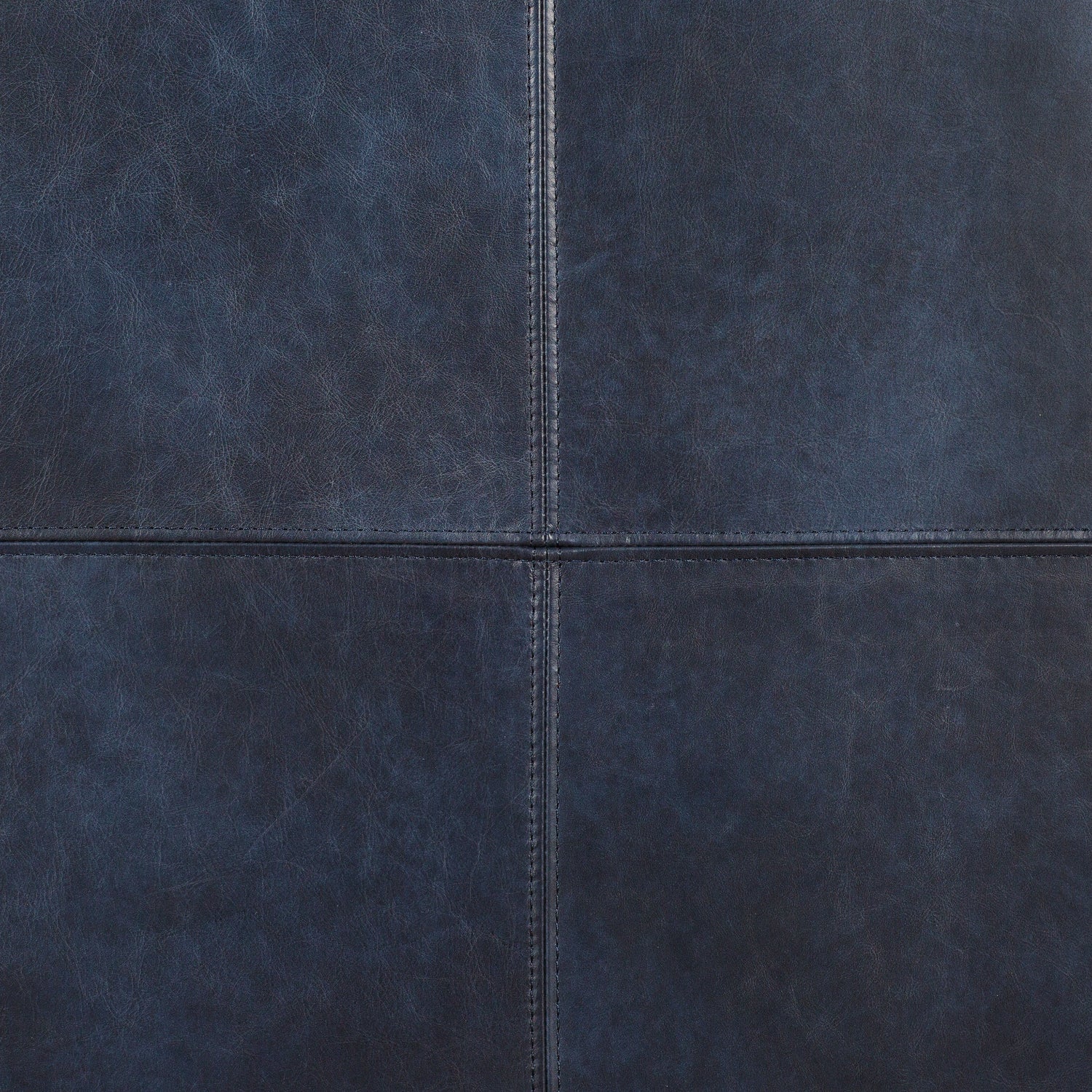 Sequoia Leather Ottoman | Midnight Blue 