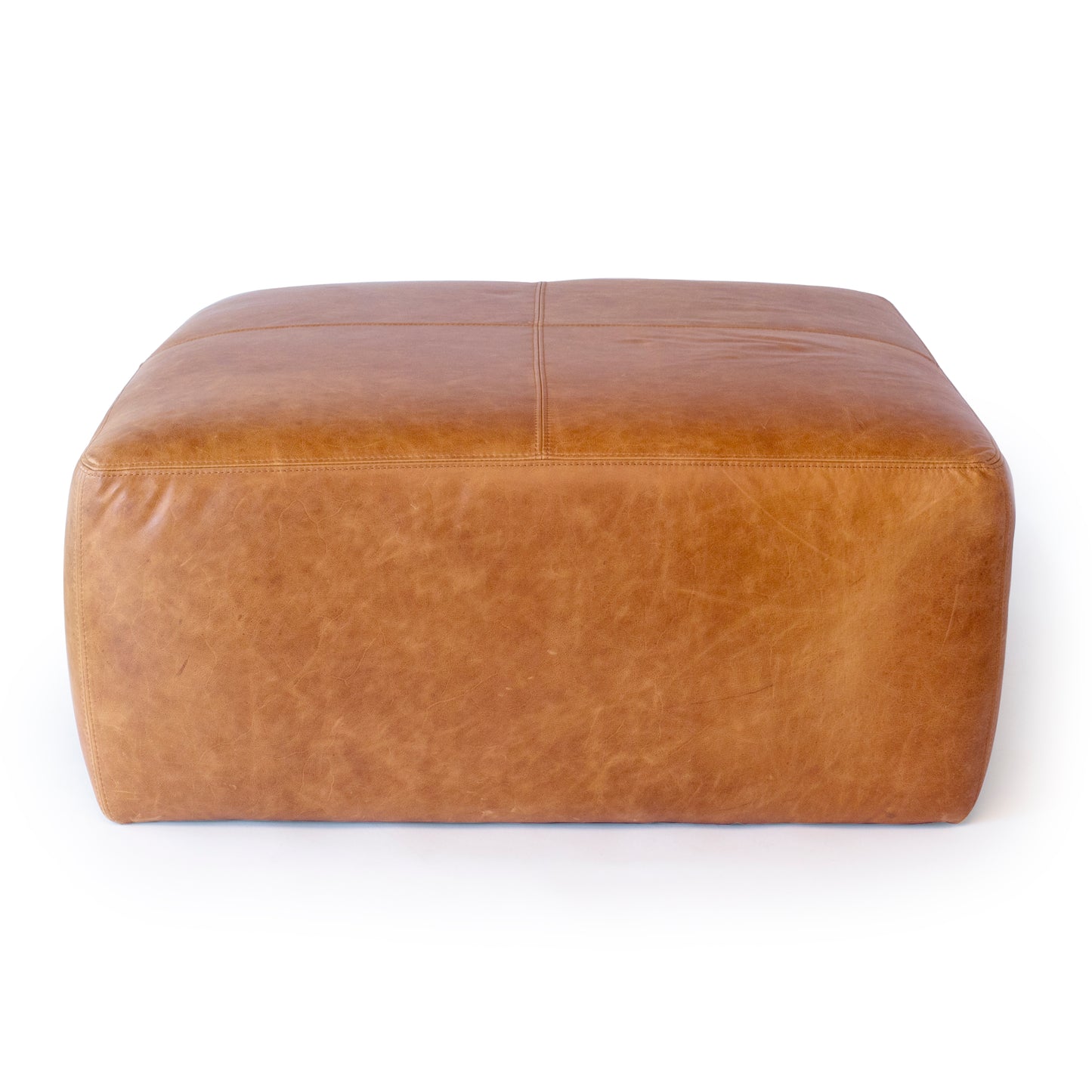 Sequoia Leather Ottoman | Cognac Tan