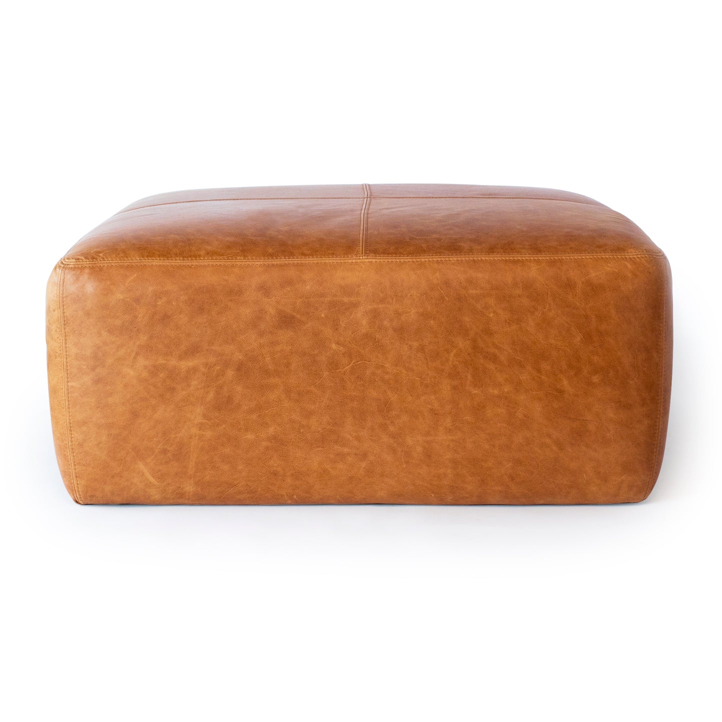 Sequoia Leather Ottoman | Cognac Tan