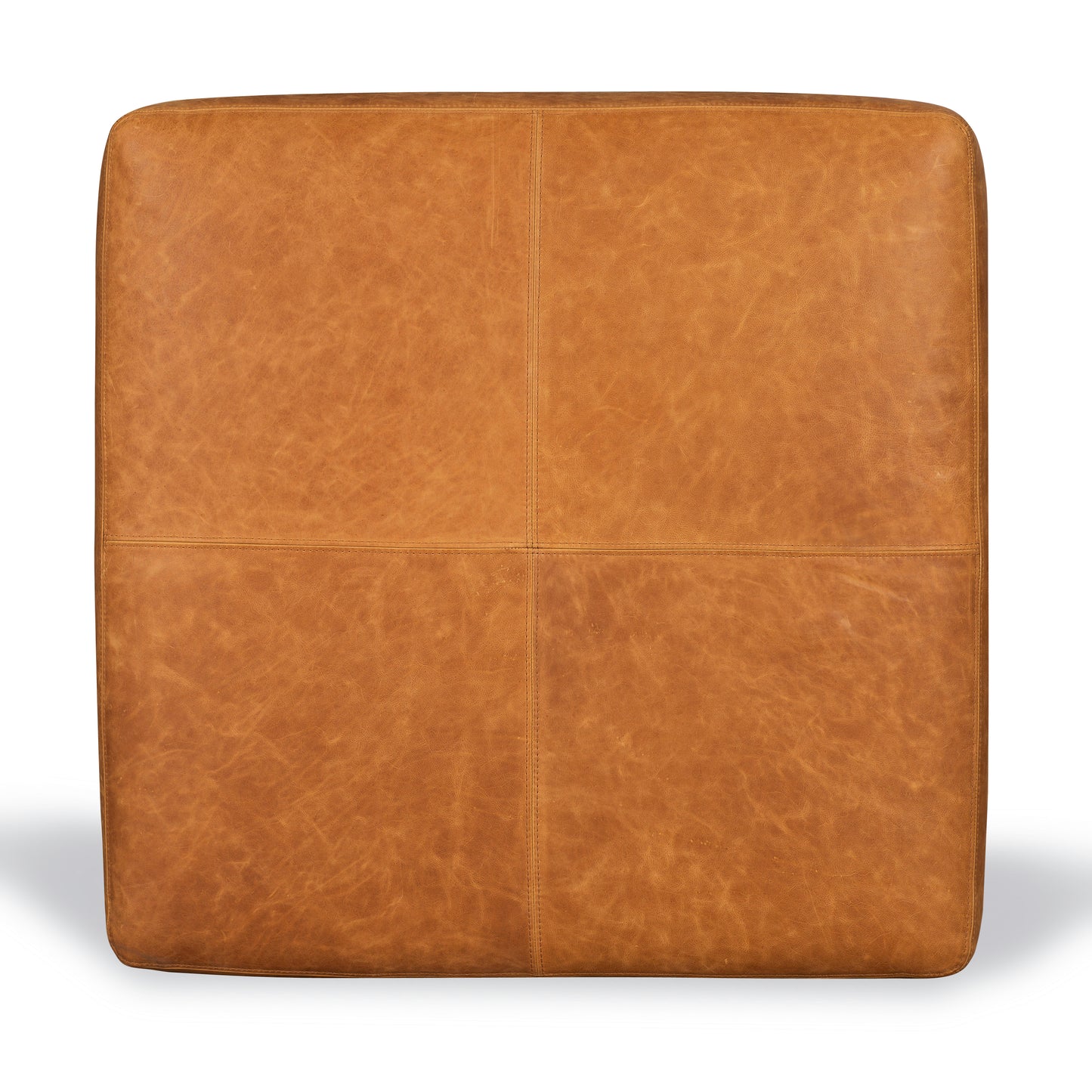Sequoia Leather Ottoman | Cognac Tan