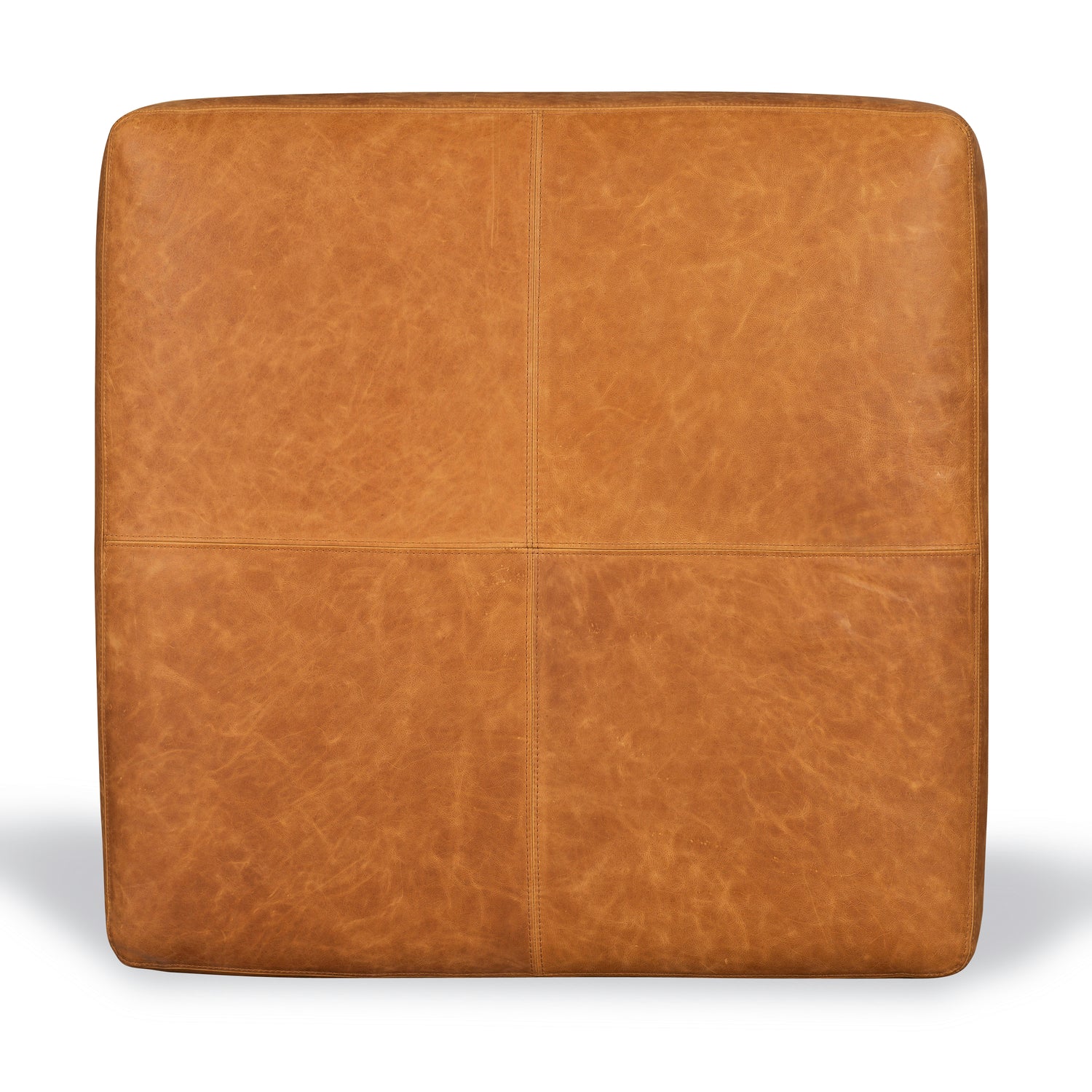 Sequoia Leather Ottoman | Cognac Tan 