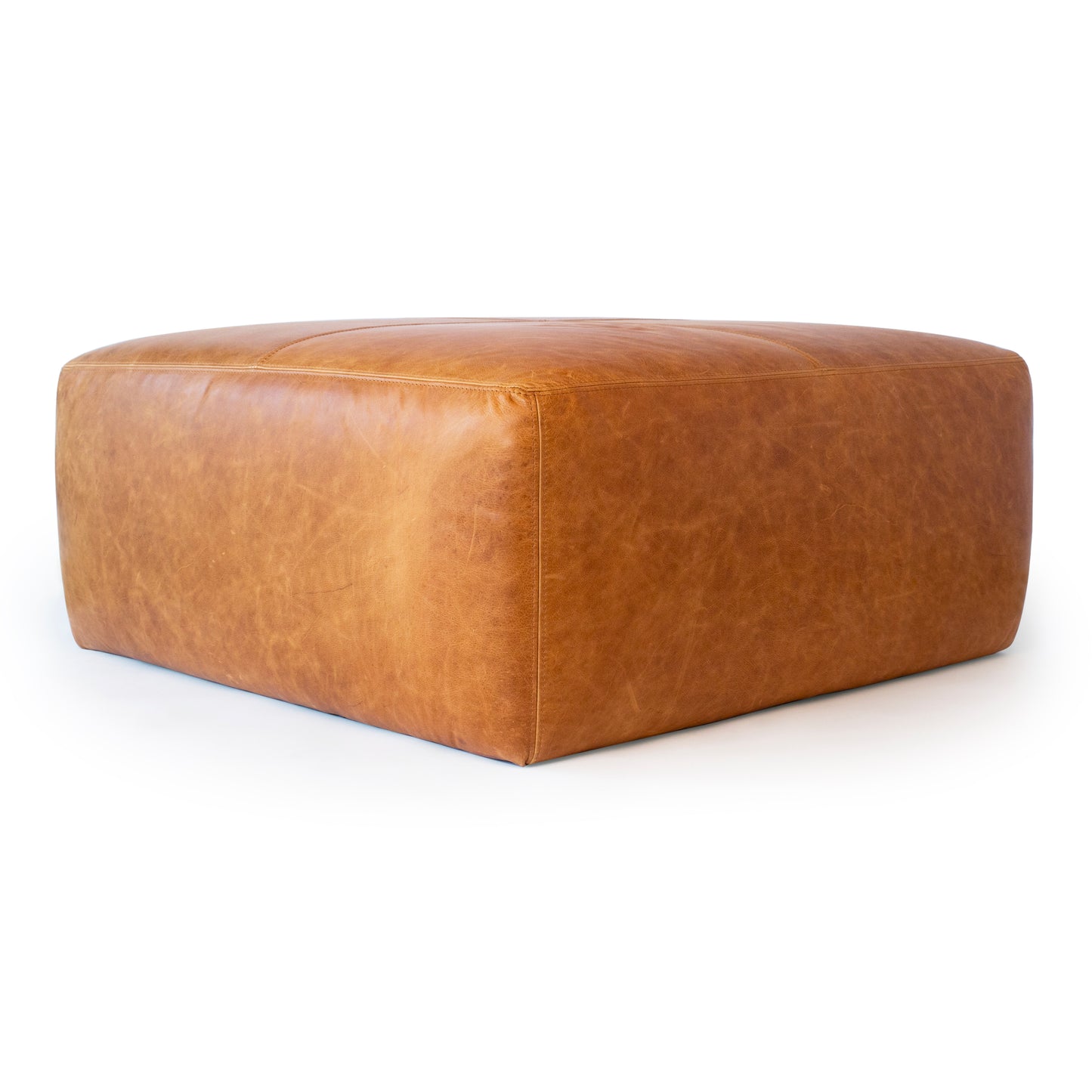 Sequoia Leather Ottoman | Cognac Tan