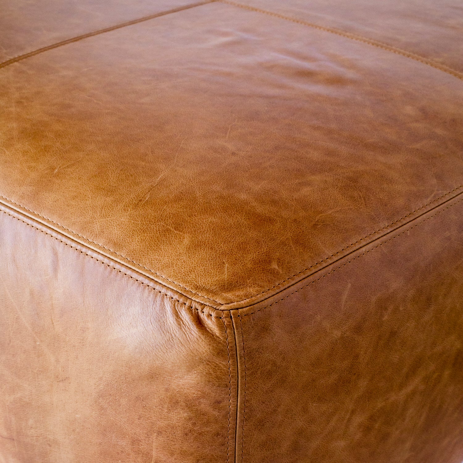 Sequoia Leather Ottoman | Cognac Tan 