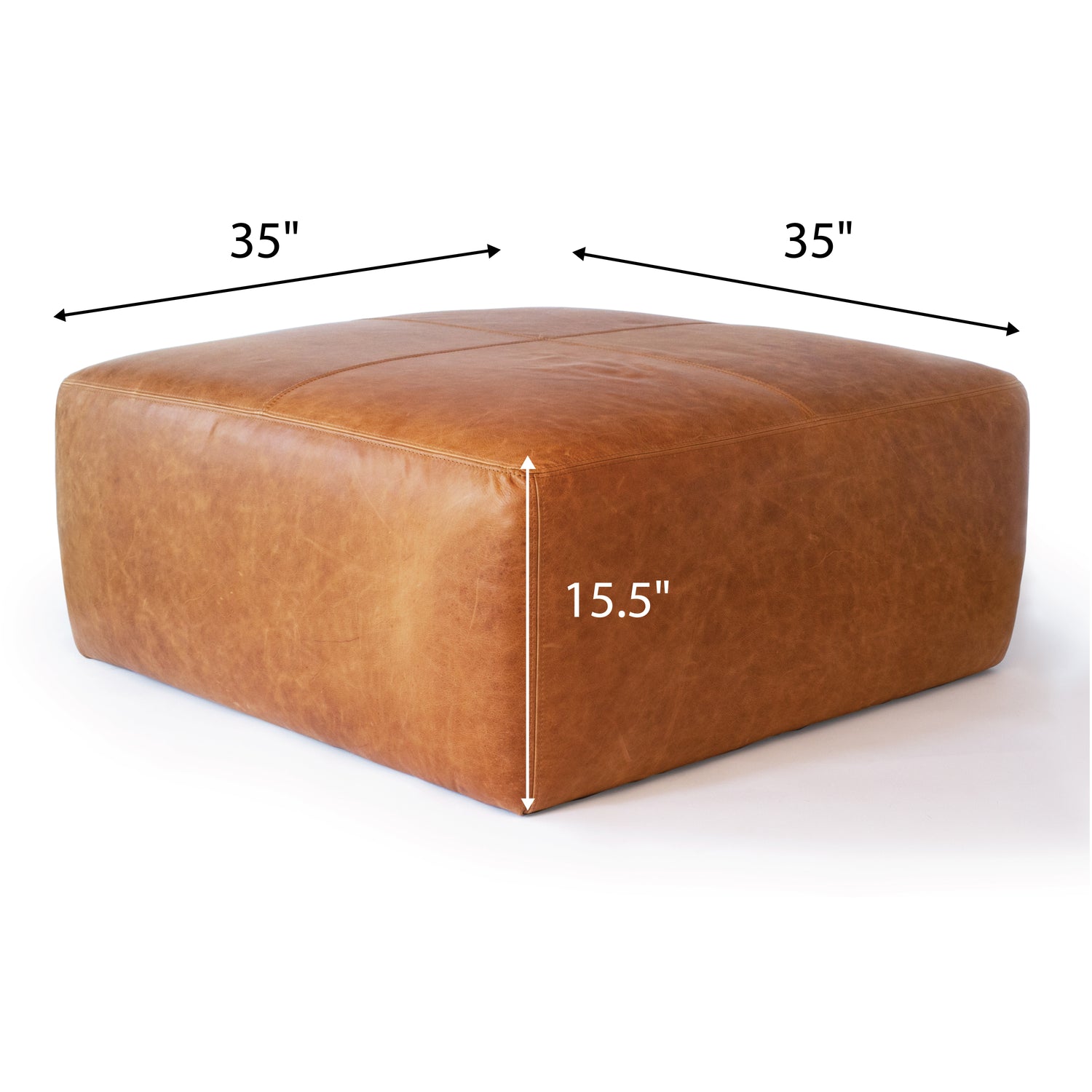 Sequoia Leather Ottoman | Cognac Tan 