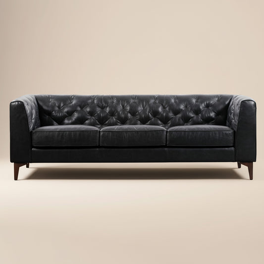 Essex 89" Leather Sofa | Onyx Black
