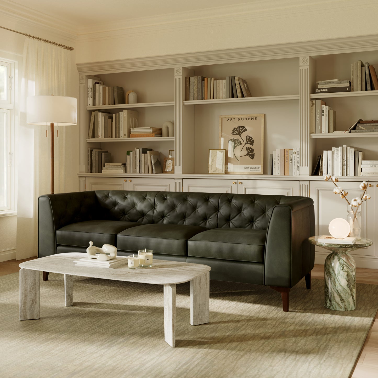 Essex 89" Leather Sofa | Olivine Green