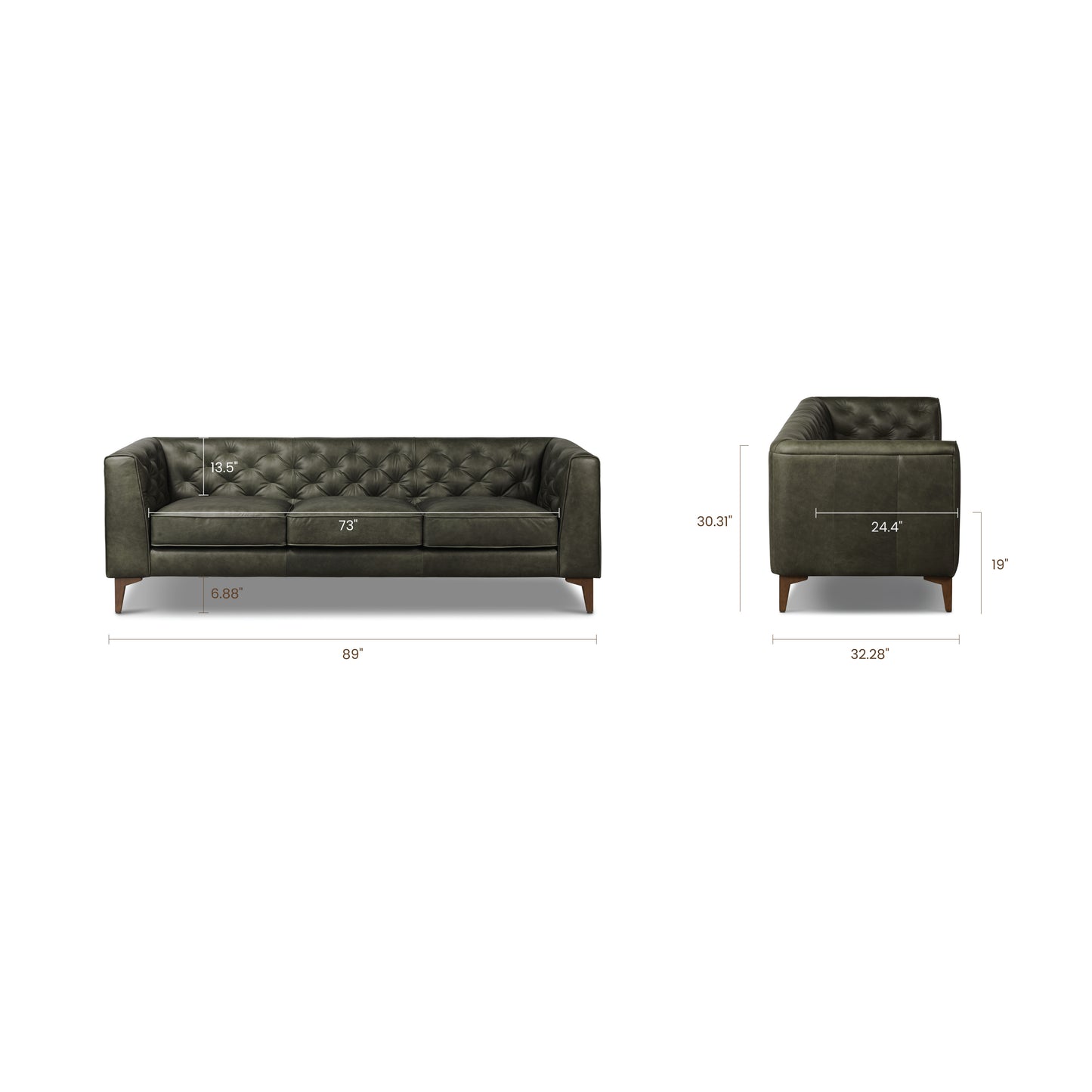 Essex 89" Leather Sofa | Olivine Green