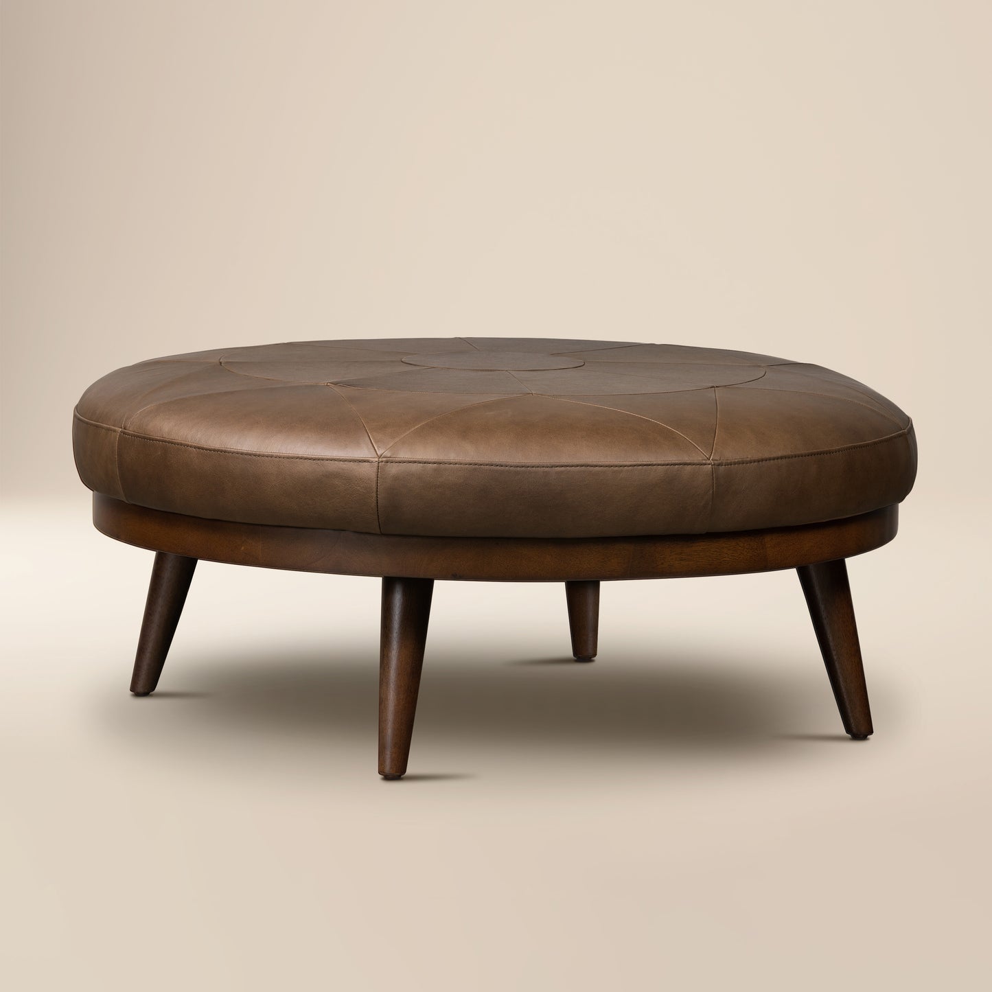 Gio Leather Ottoman | Cocoa Brown