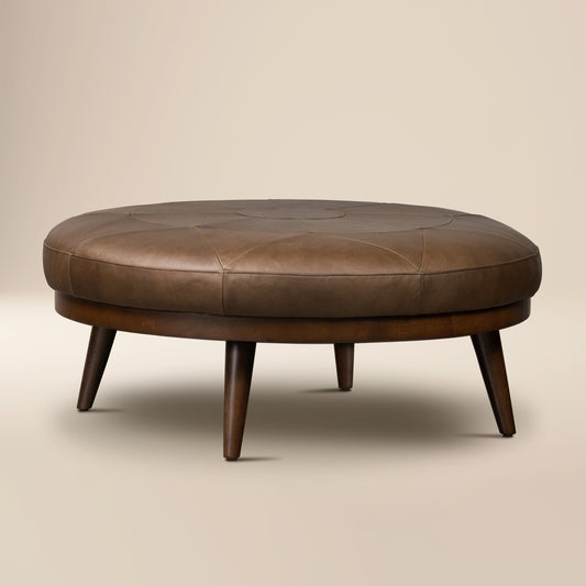 Gio Leather Ottoman | Cocoa Brown