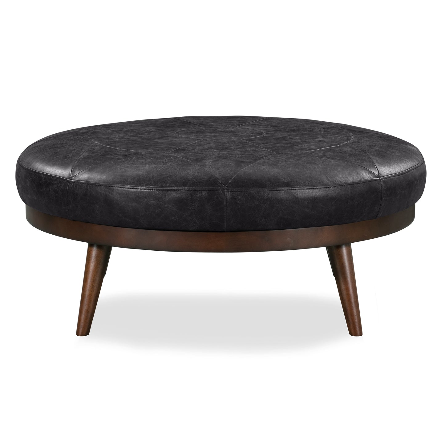 Gio Leather Ottoman | Onyx Black