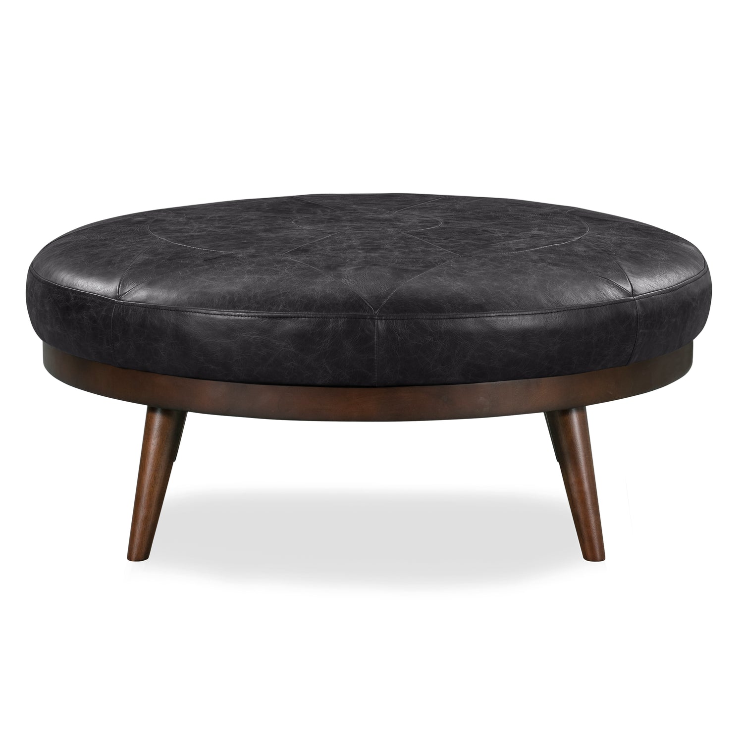 Gio Leather Ottoman | Onyx Black 