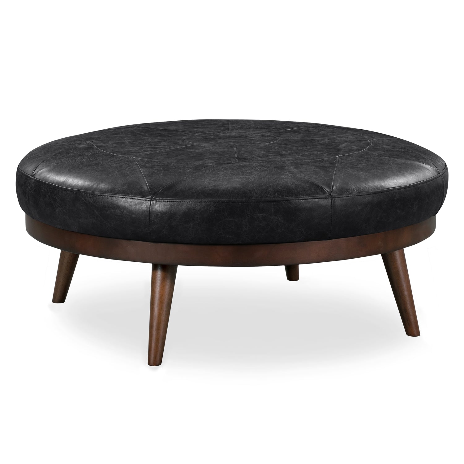 Gio Leather Ottoman | Onyx Black 