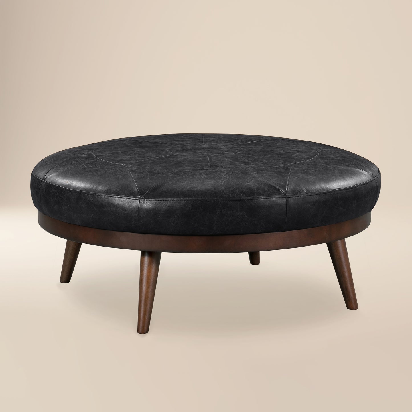 Gio Leather Ottoman | Onyx Black